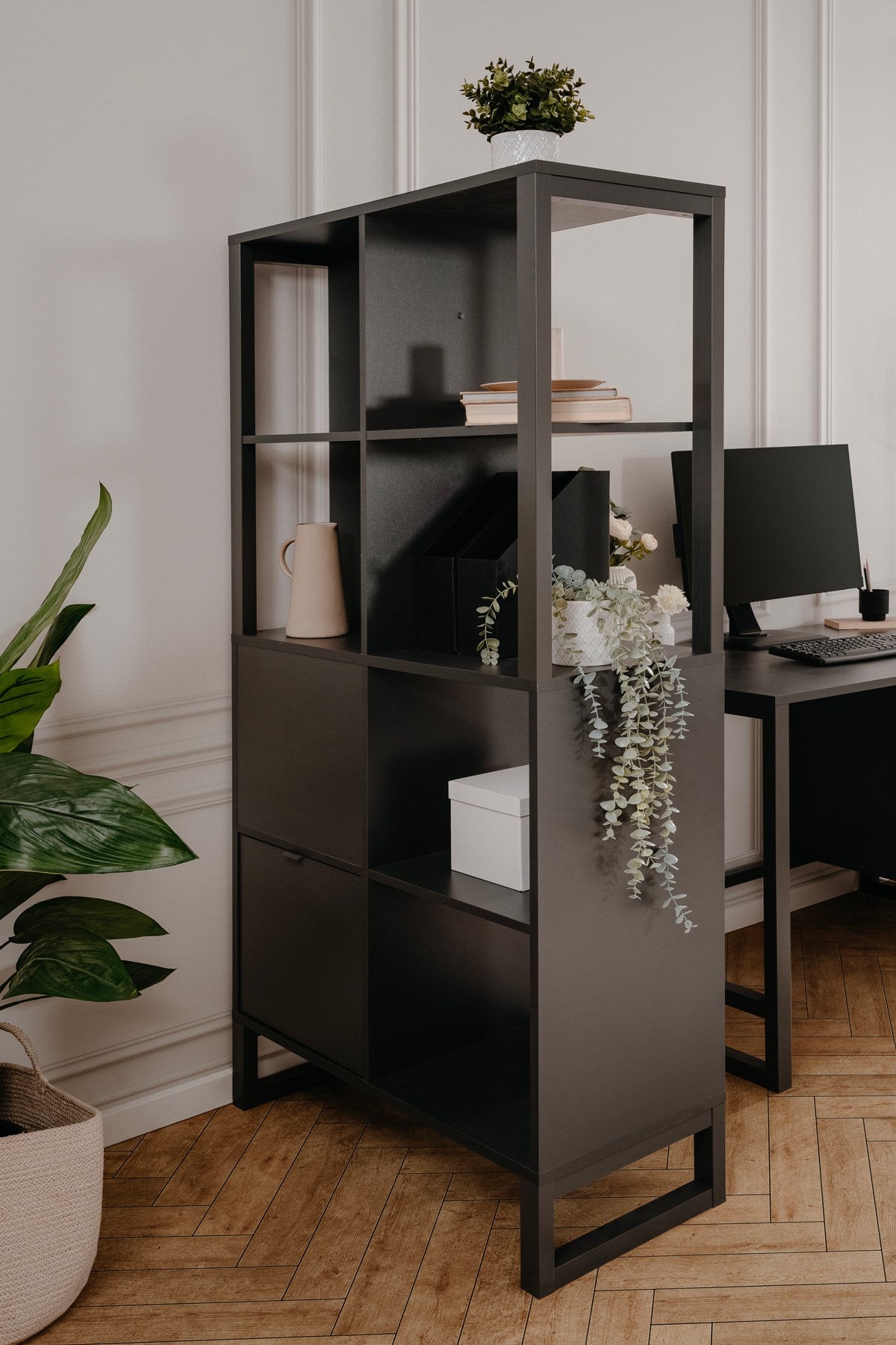 Fin - Boekenkast Sumatra 20A -Antraciet -  83,5x165x40 cm