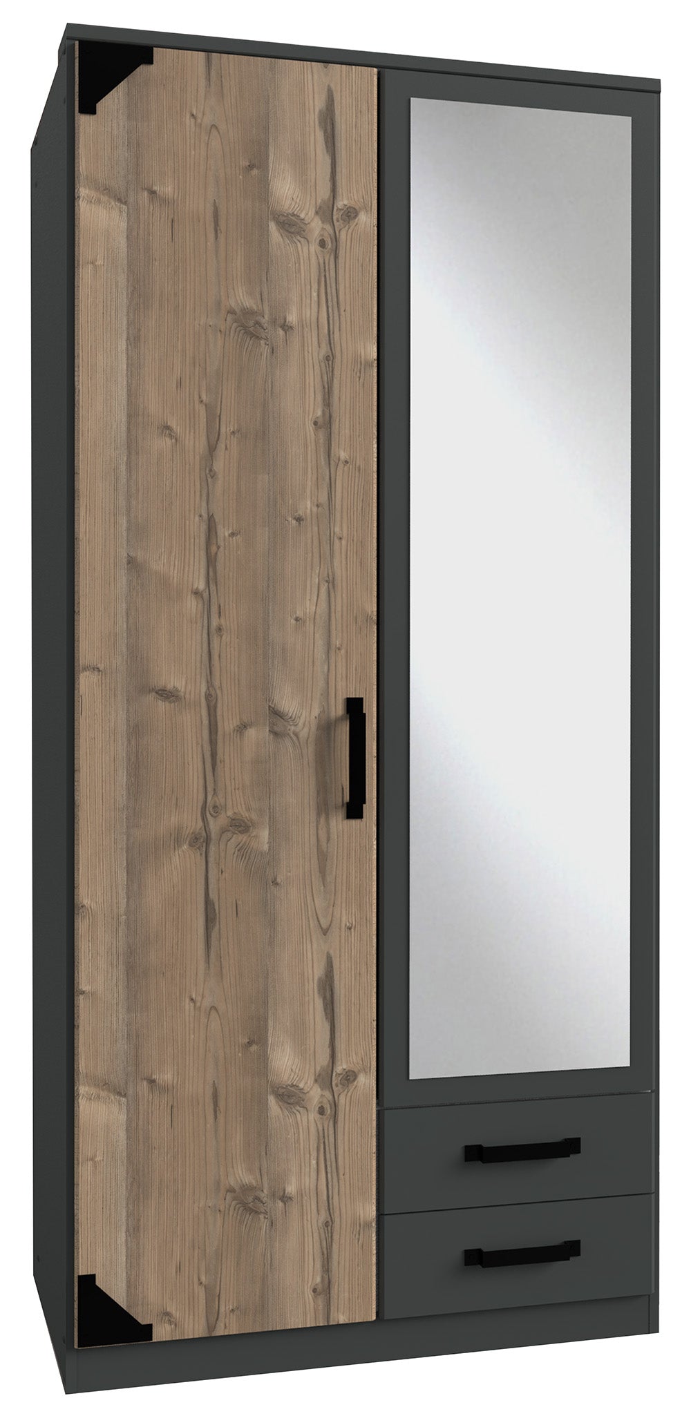 Wimex - Armoire Bochum - T46210 - Graphite/Argent - 90x199x58cm