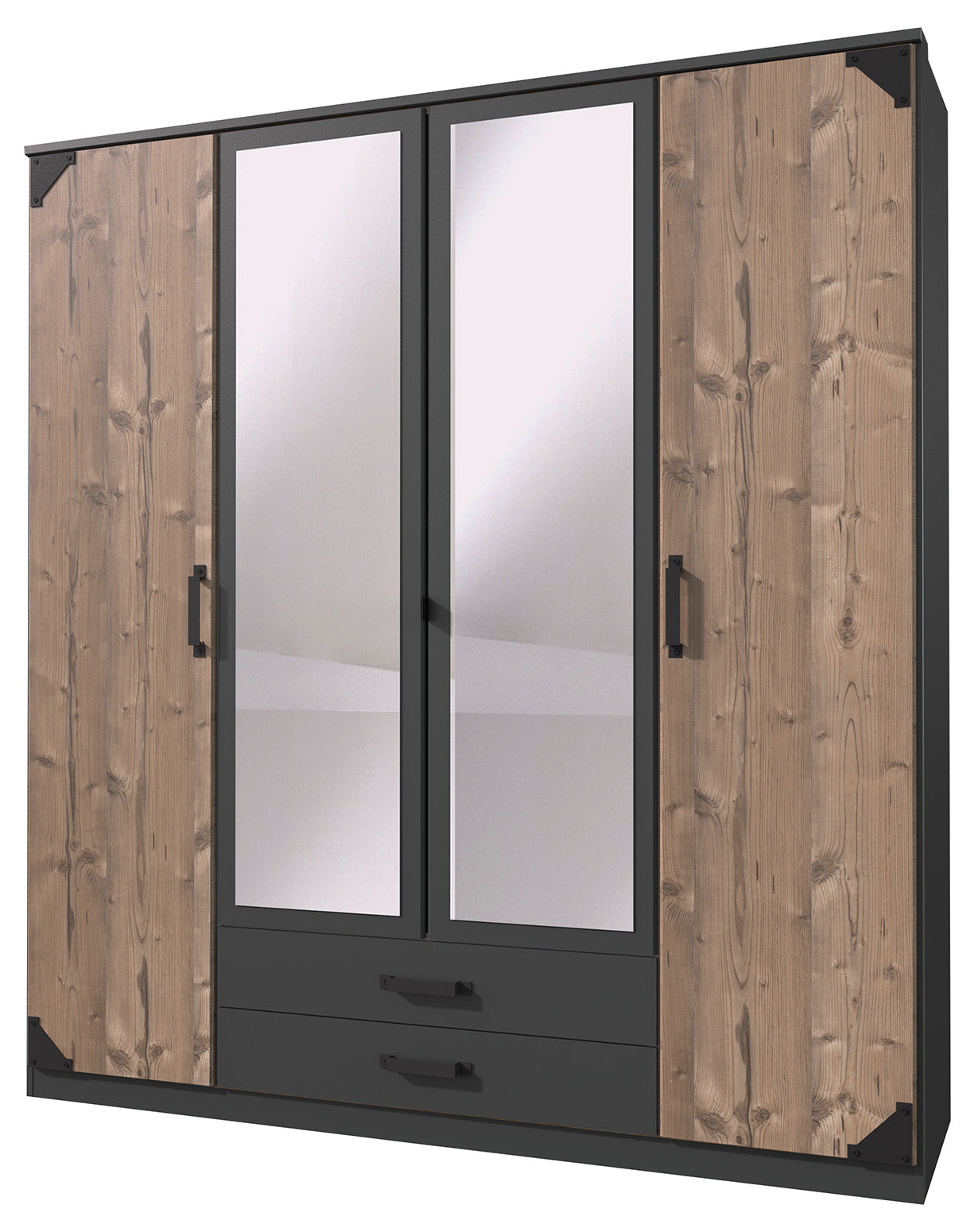 Wimex - Armoire Bochum - T46453 - Graphite/Argent - 180x199x58cm