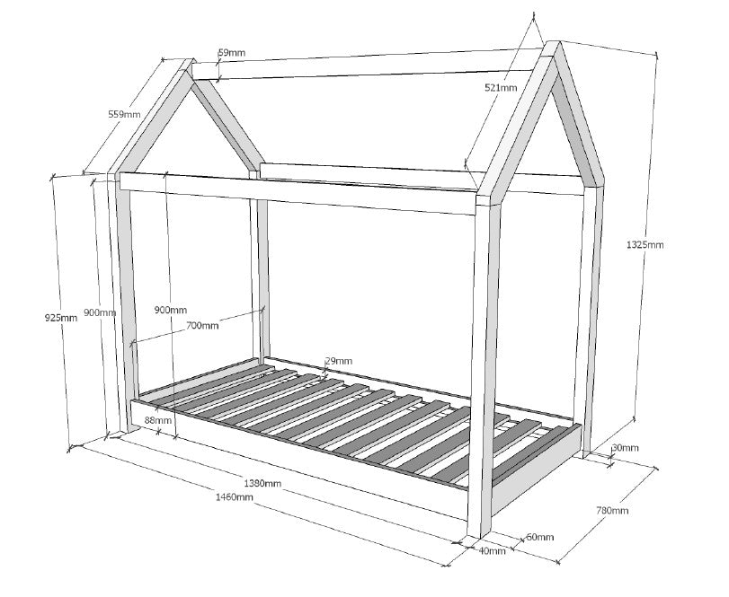 Vipack - Juniorbed Cabane - CABE7014 - Wit - 78x132x146cm