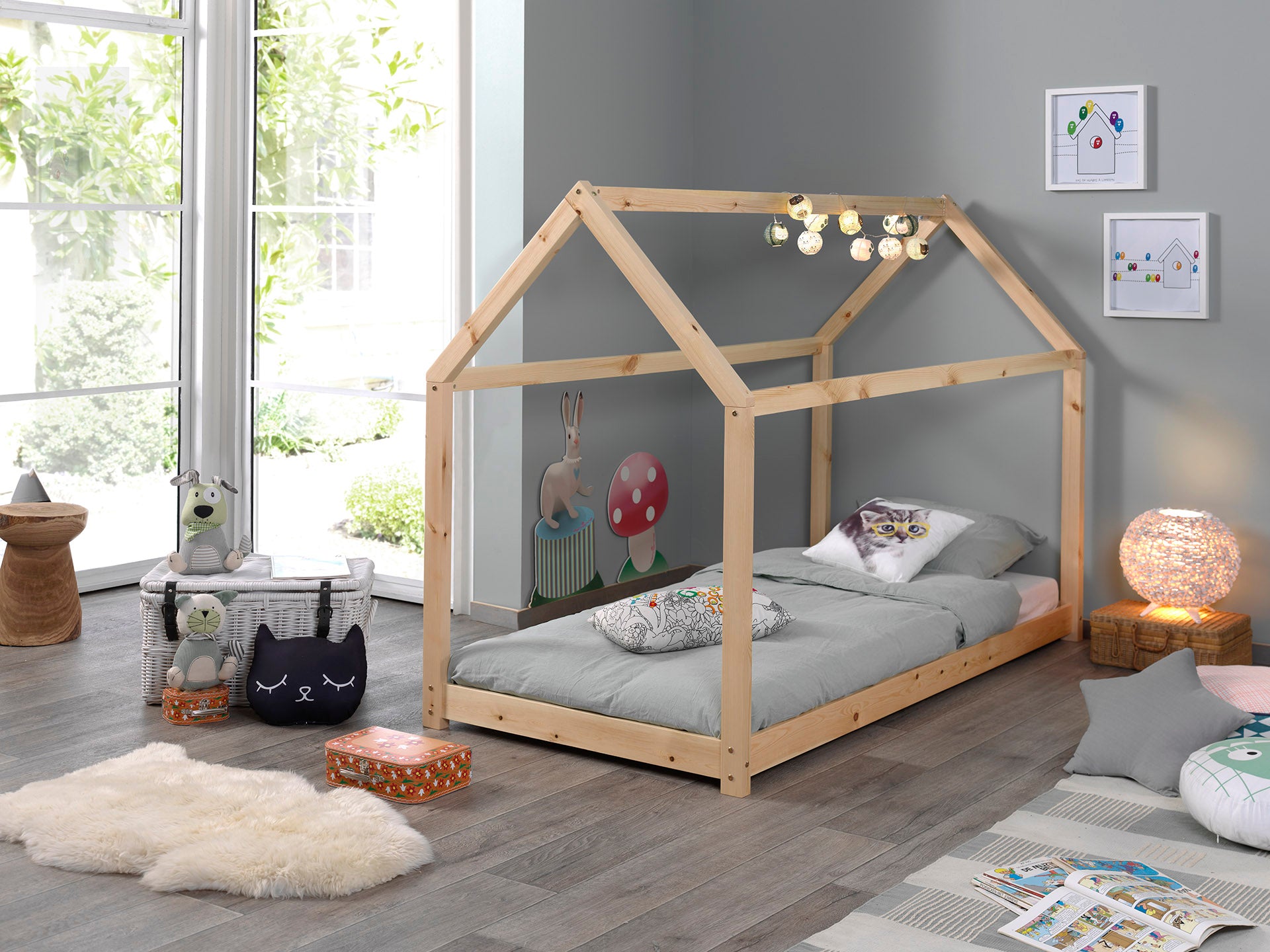 Vipack - Eenpersoonsbed Cabane - CABE9010 - Natuur - 98x142x206cm