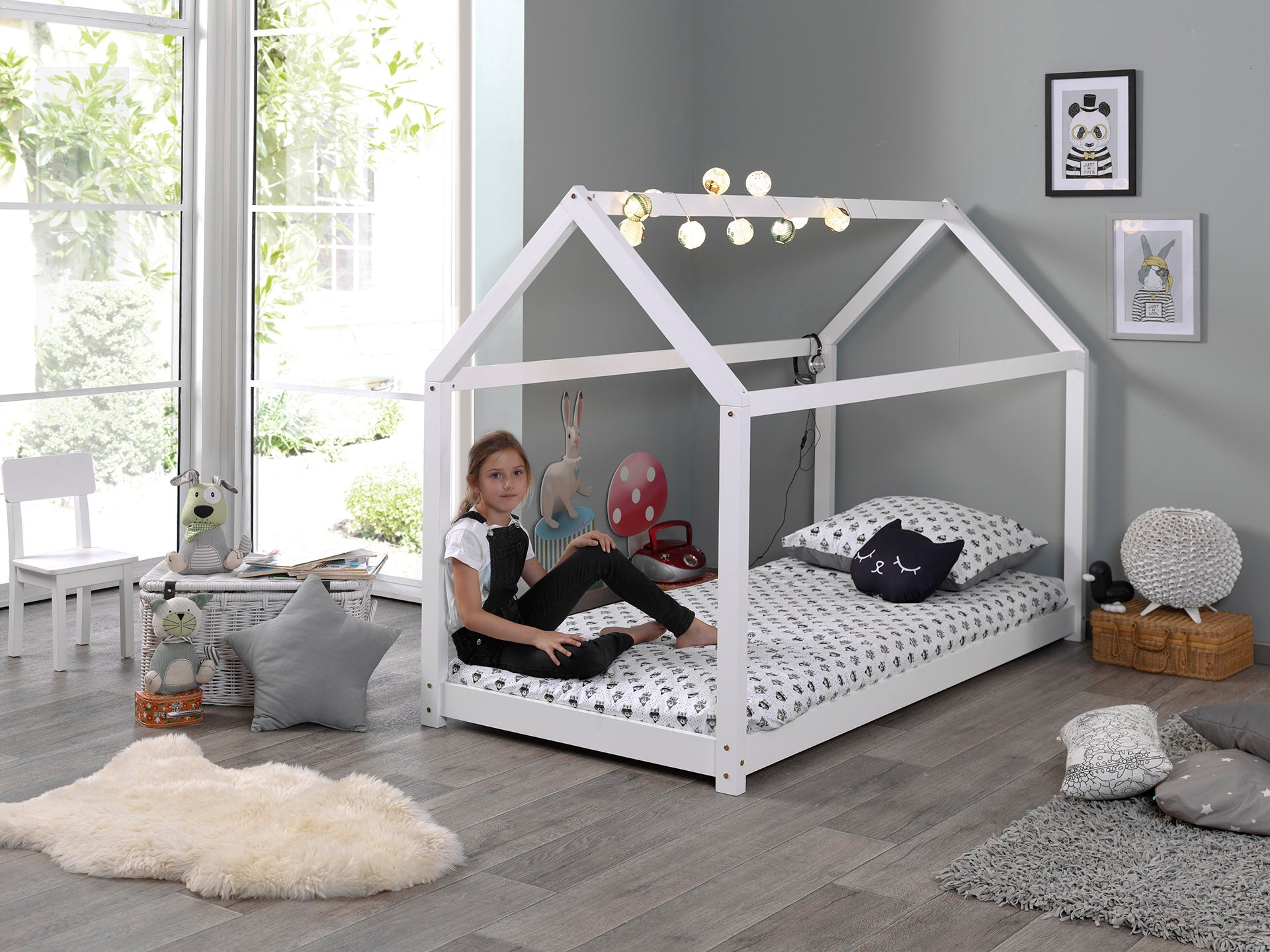 Vipack - Eenpersoonsbed Cabane - CABE9014 - Wit - 98x142x206cm