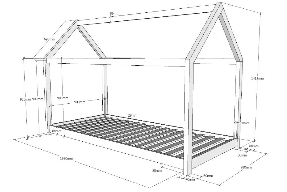 Vipack - Huisbed CABANE - Wit - 90x200 cm