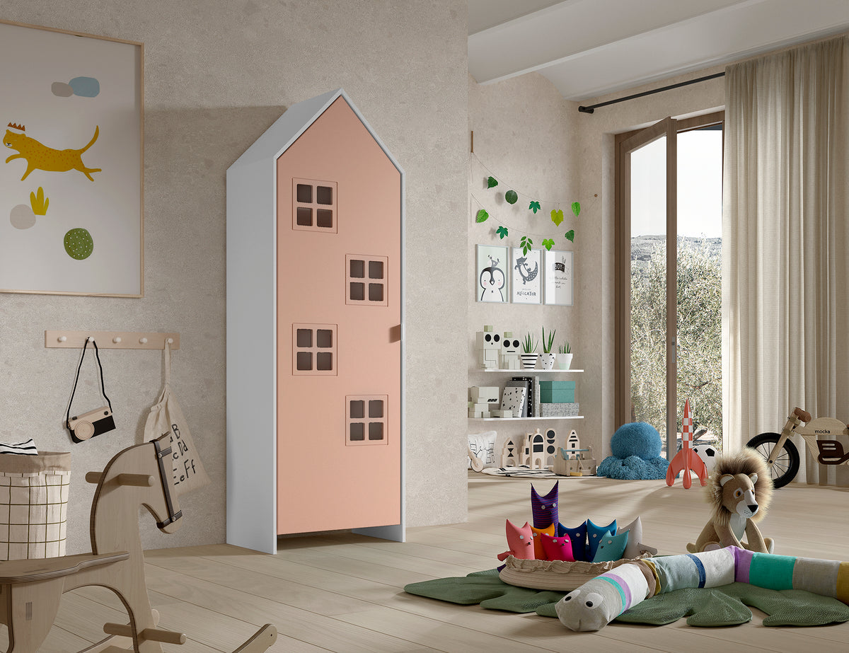 Vipack - Armoire CASAMI BRUGES - 1P - Rose doux - 58x37x172 cm