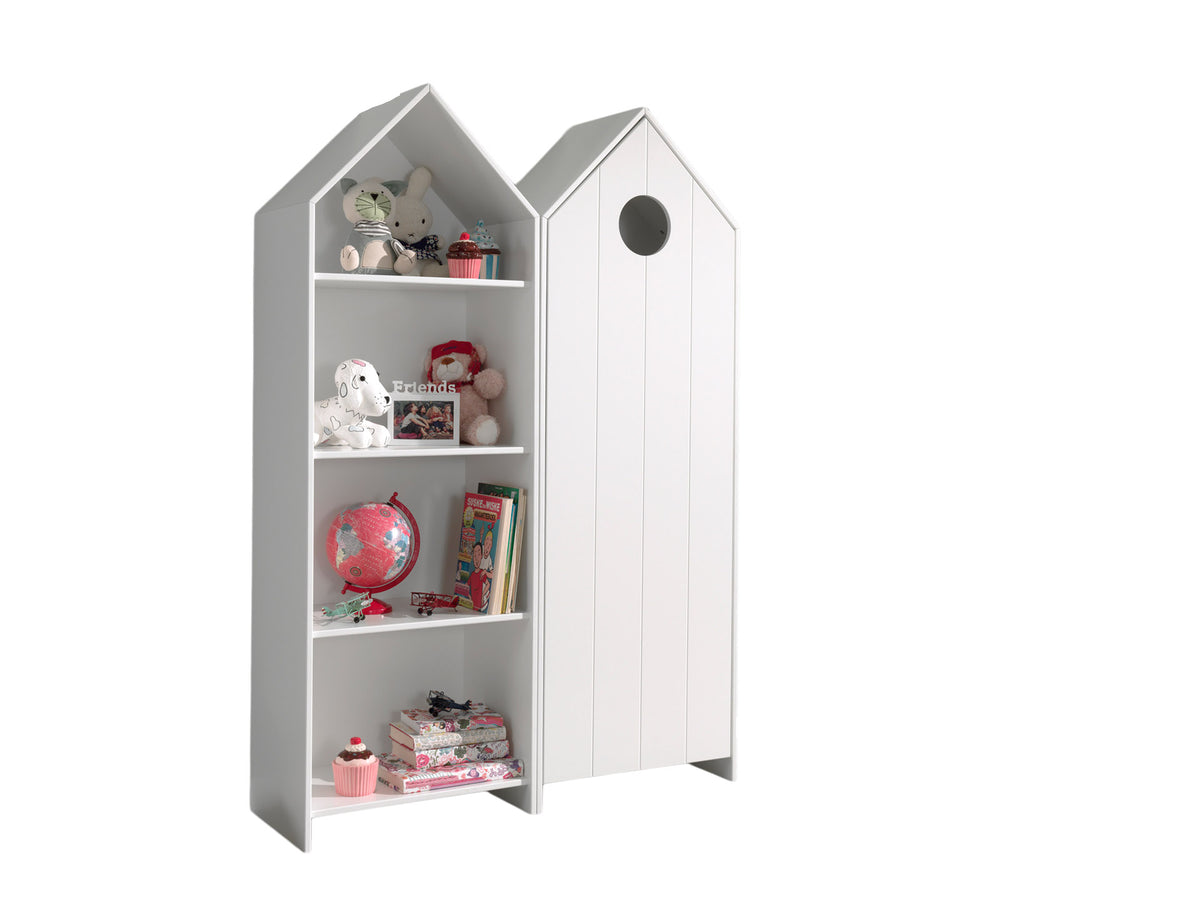 Deze CASAMI combinatie bestaat uit 2 kasten: 1 kastje met witte deur en 1 open kast.