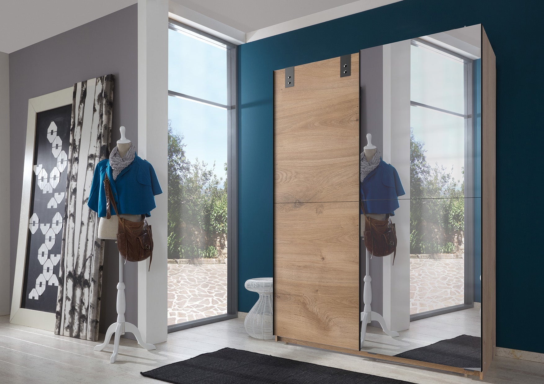 Wimex - Kleerkast Cardiff - T26768 - Planken Eik/Grafiet - 135x198x65cm