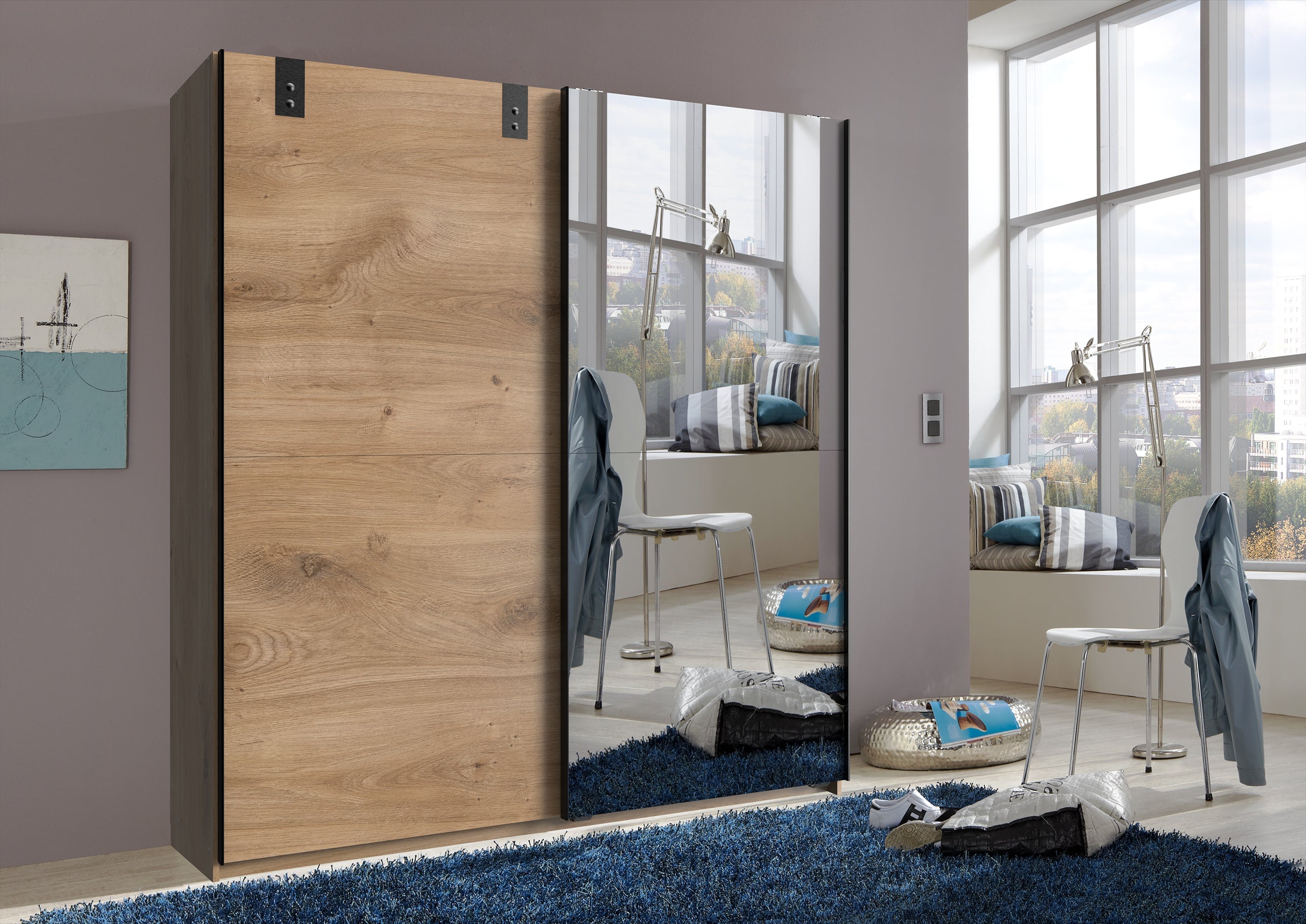 Wimex - Kleerkast Cardiff - T26769 - Planken Eik/Grafiet - 180x198x65cm