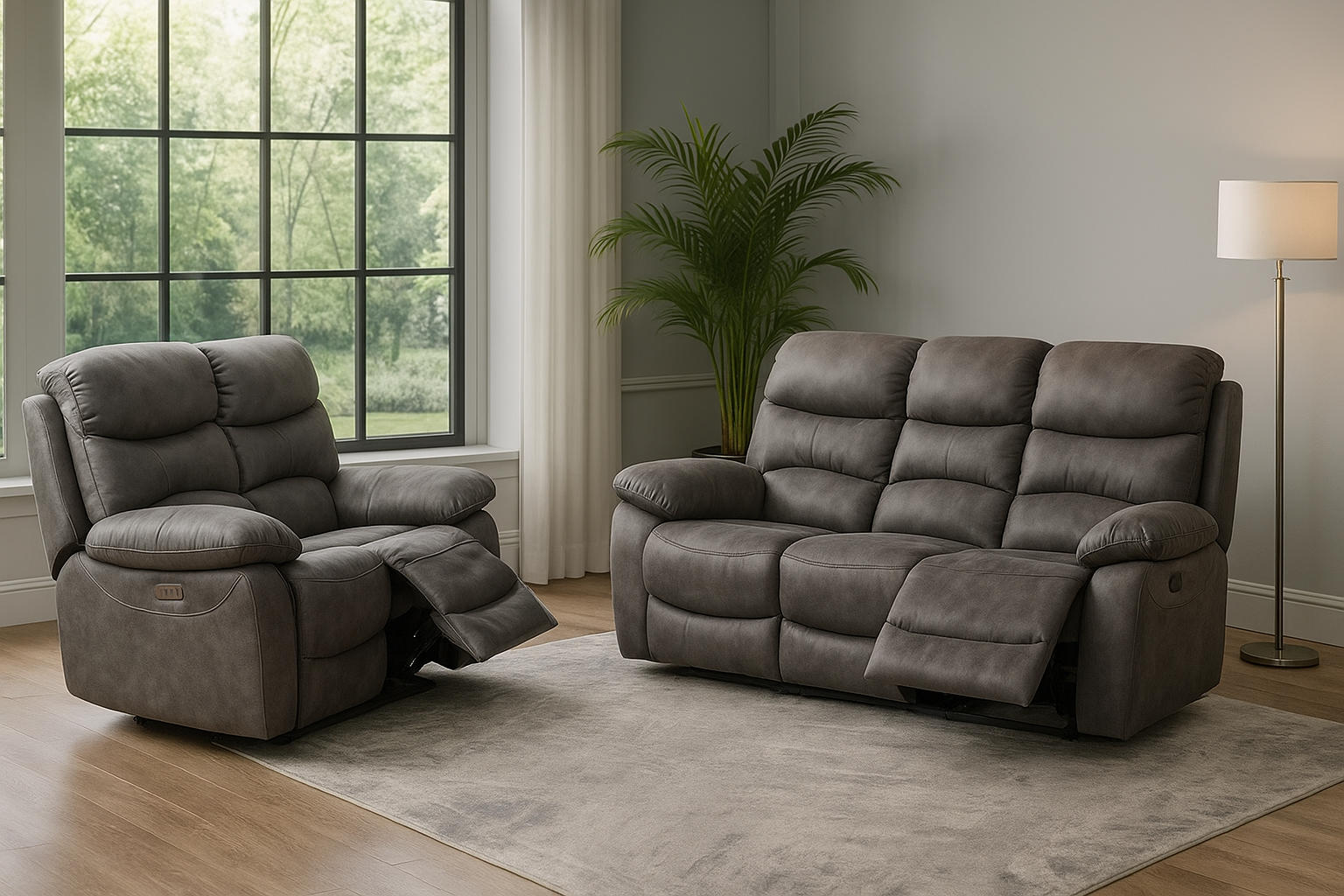 2BM – Salon 3+2 Stan – 4 Elektrische Relaxen – Afwasbare stof