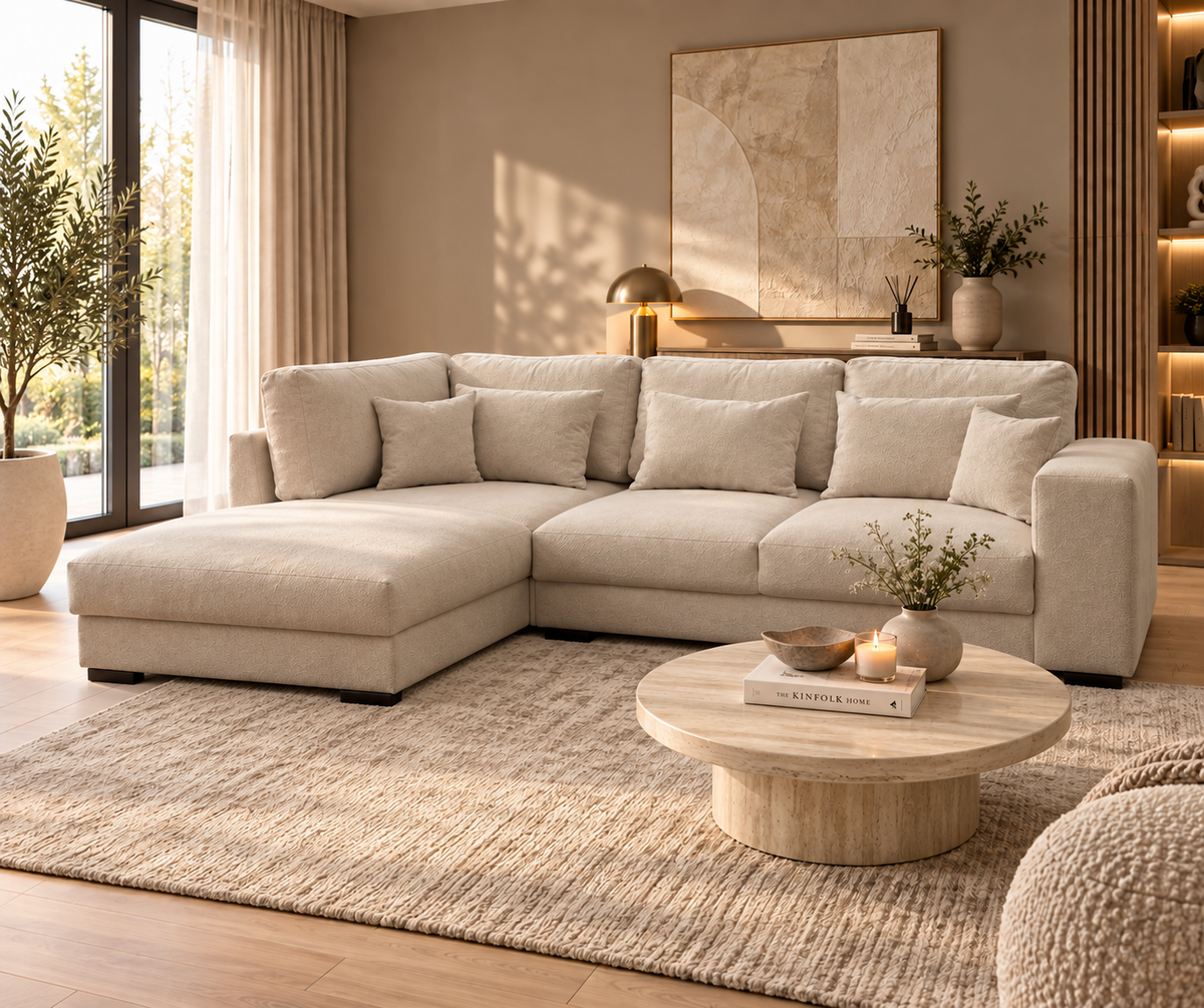 MLM - Canapé d'angle Tine L - Beige clair - Gauche - 200 x 310 cm