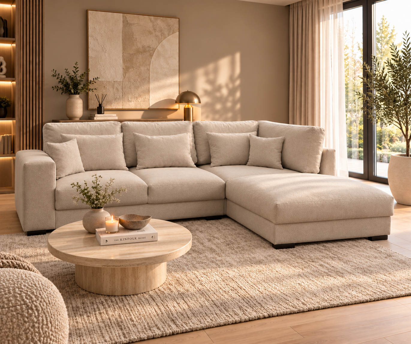 MLM - Canapé d'angle Tine L - Beige clair - Droite - 310 x 200 cm