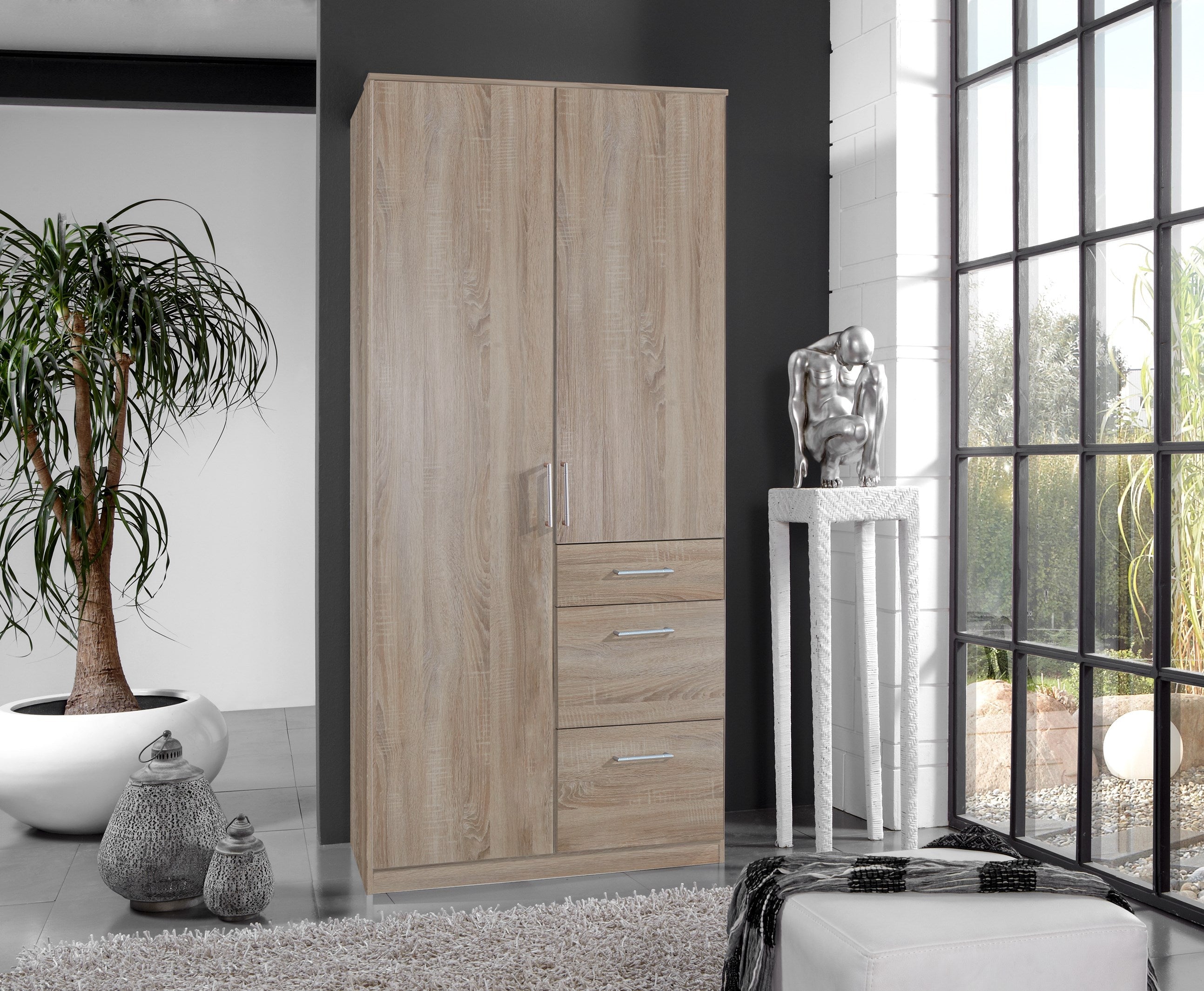Wimex - Armoire Click - 140624 - Chêne brut - 91x199x58cm