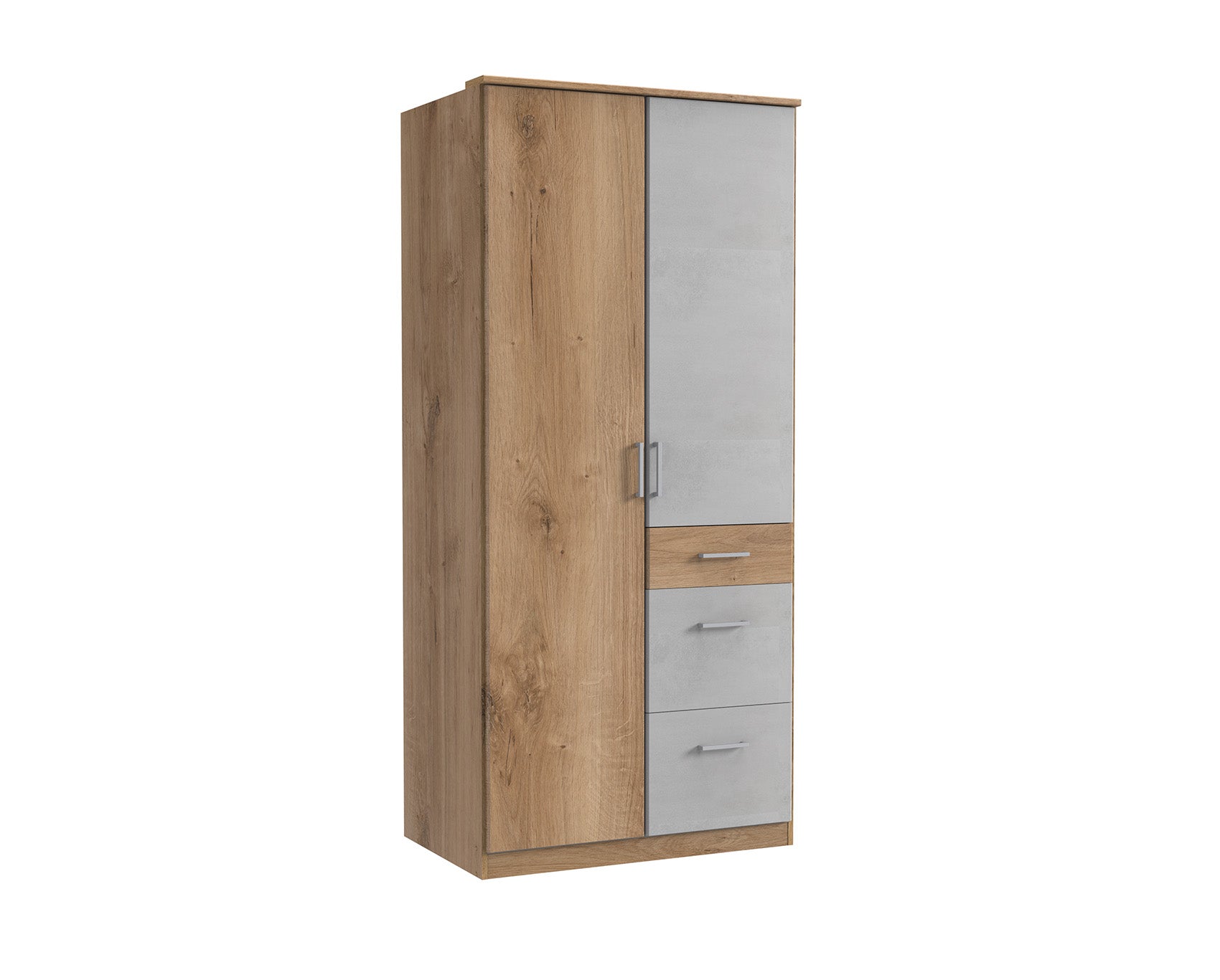 Wimex - Armoire Click - 142624 - Chêne/Planches béton - 91x199x58cm