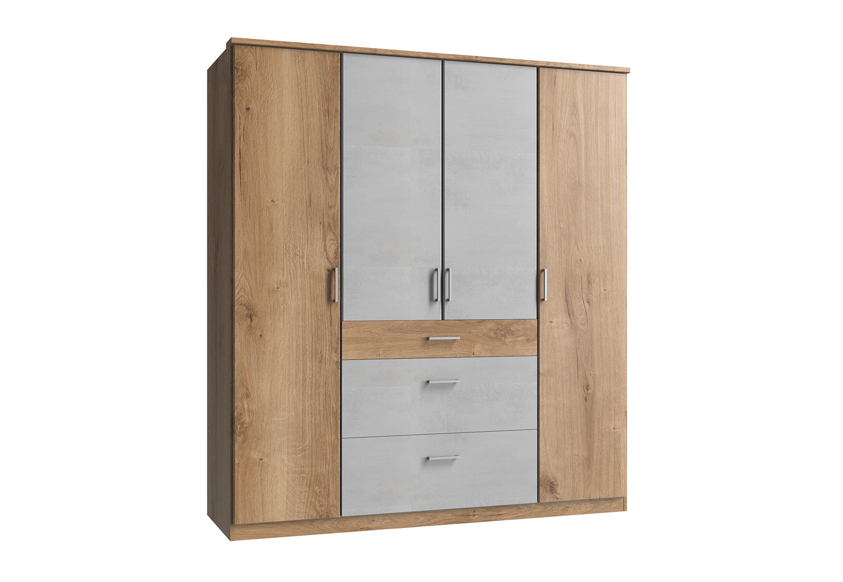 Wimex - Armoire Click - 142626 - Chêne/Planches de béton - 179x199x58cm