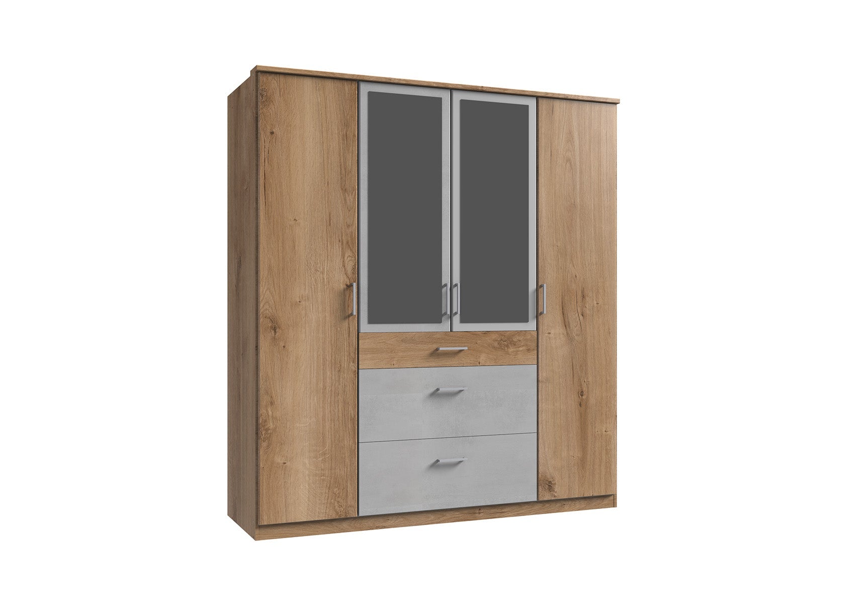 Wimex - Armoire Click - 142630 - Planches Chêne/Béton - 179x199x58cm