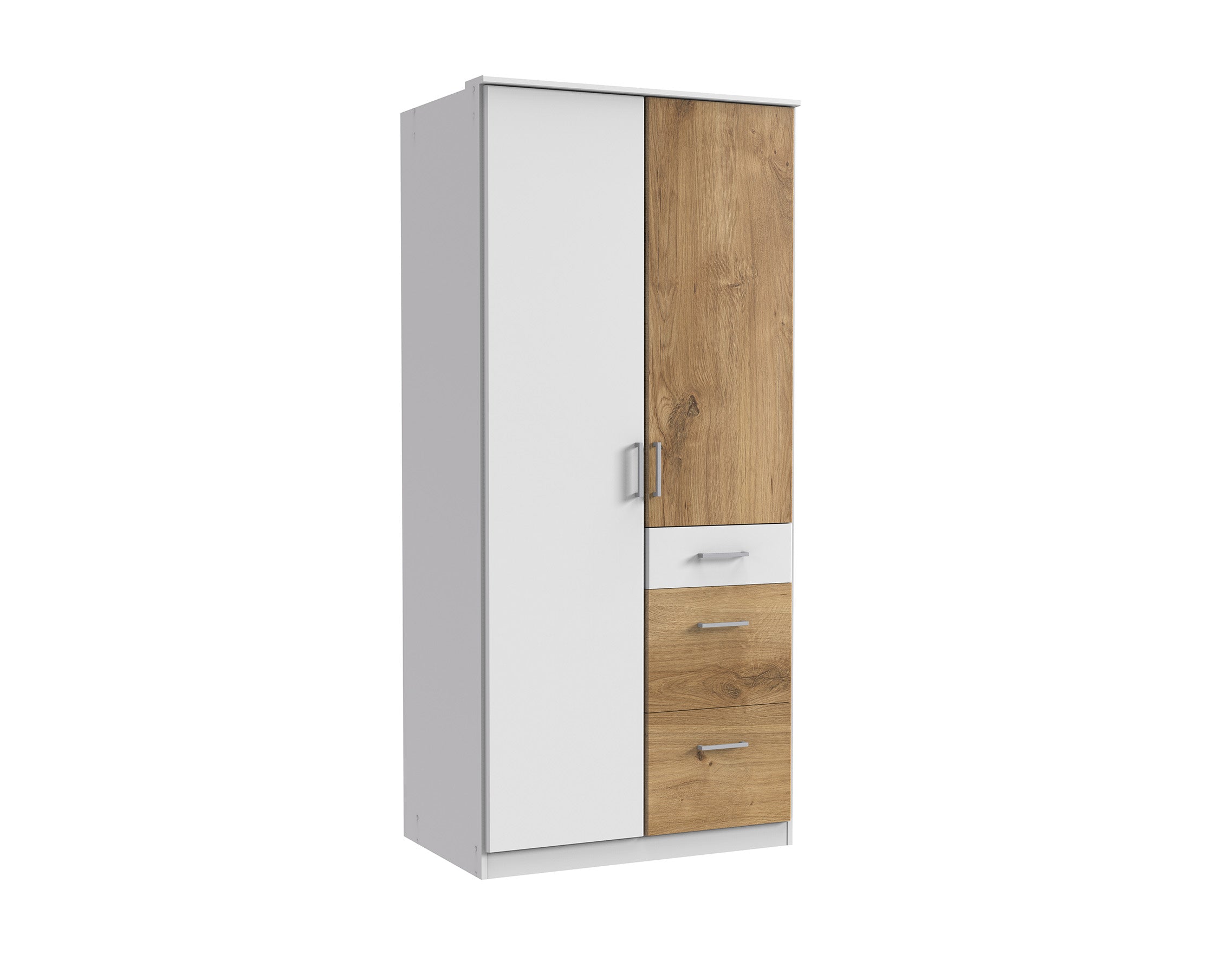 Wimex - Armoire Click - 144624 - Blanc/Chêne - 91x199x58cm