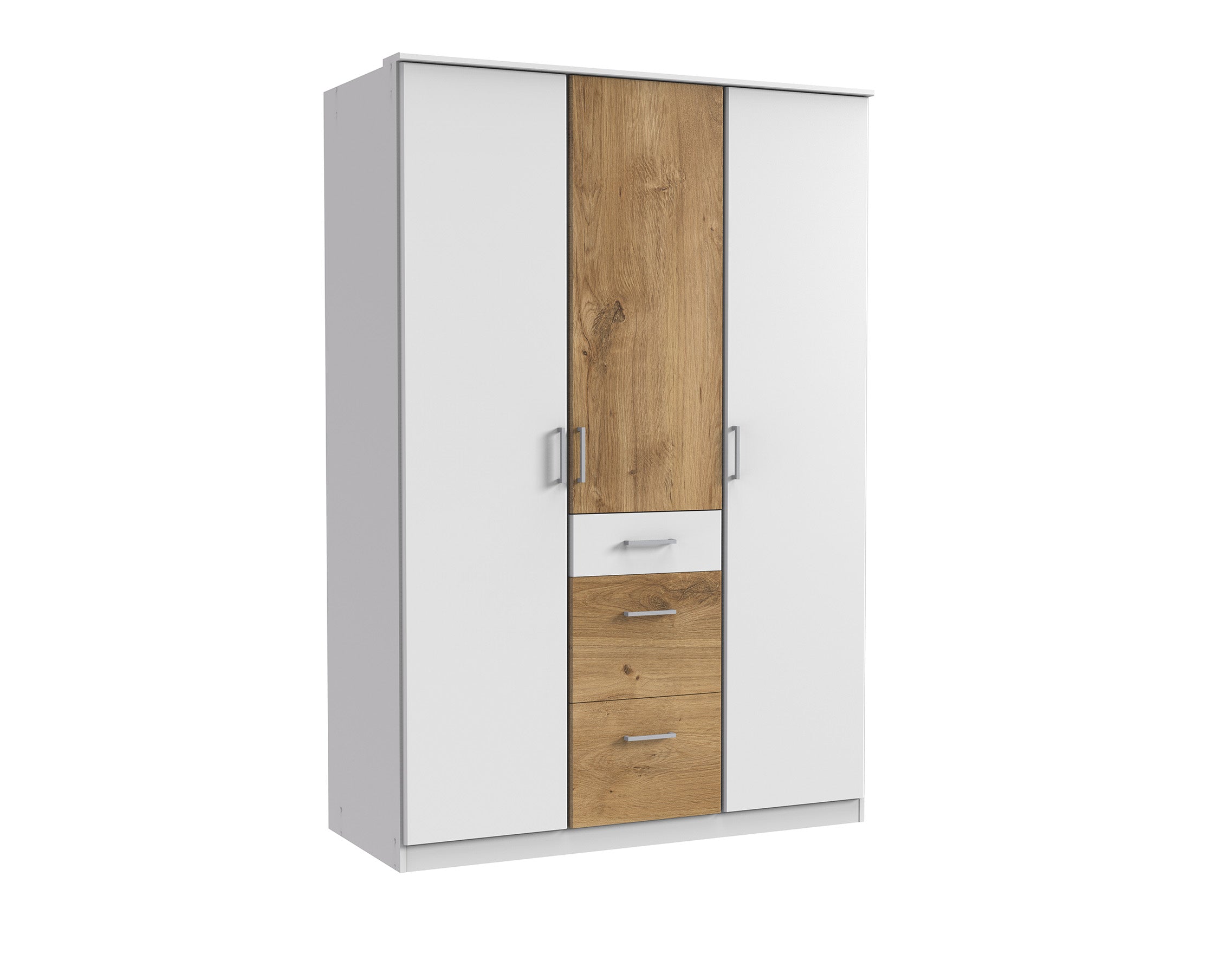 Wimex - Armoire Click - 144625 - Blanc/Chêne - 135x199x58cm
