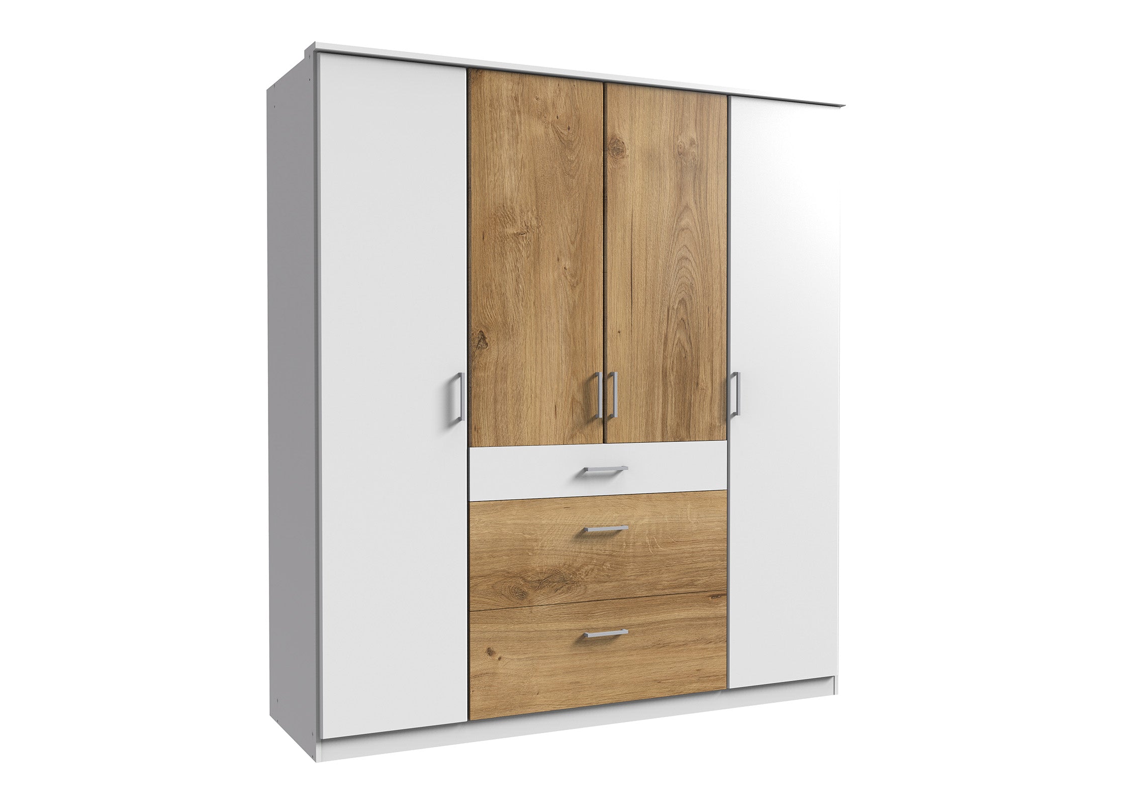 Wimex - Armoire Click - 144626 - Blanc/Chêne - 179x199x58cm