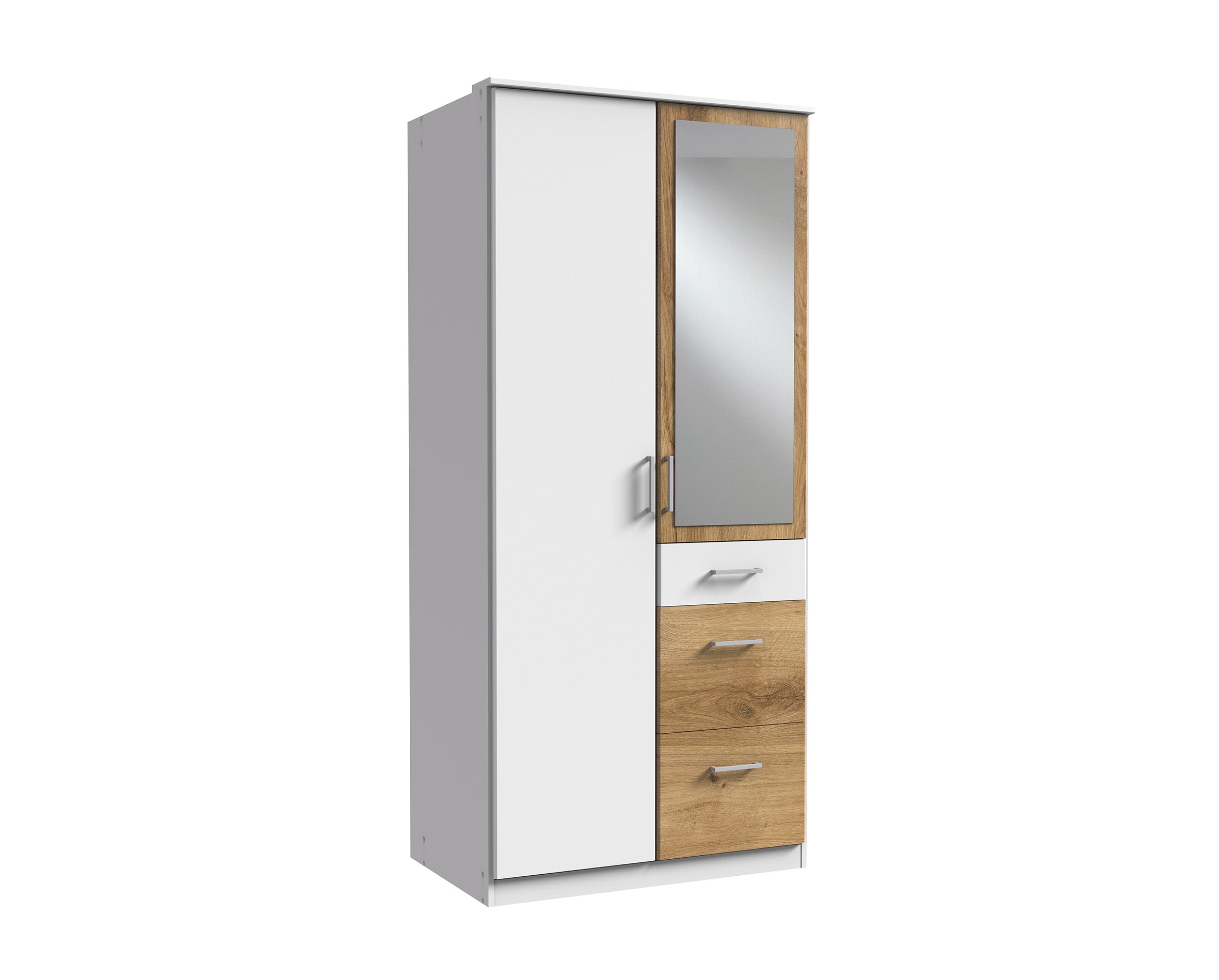 Wimex - Armoire Click - 144628 - Blanc/Chêne - 91x199x58cm
