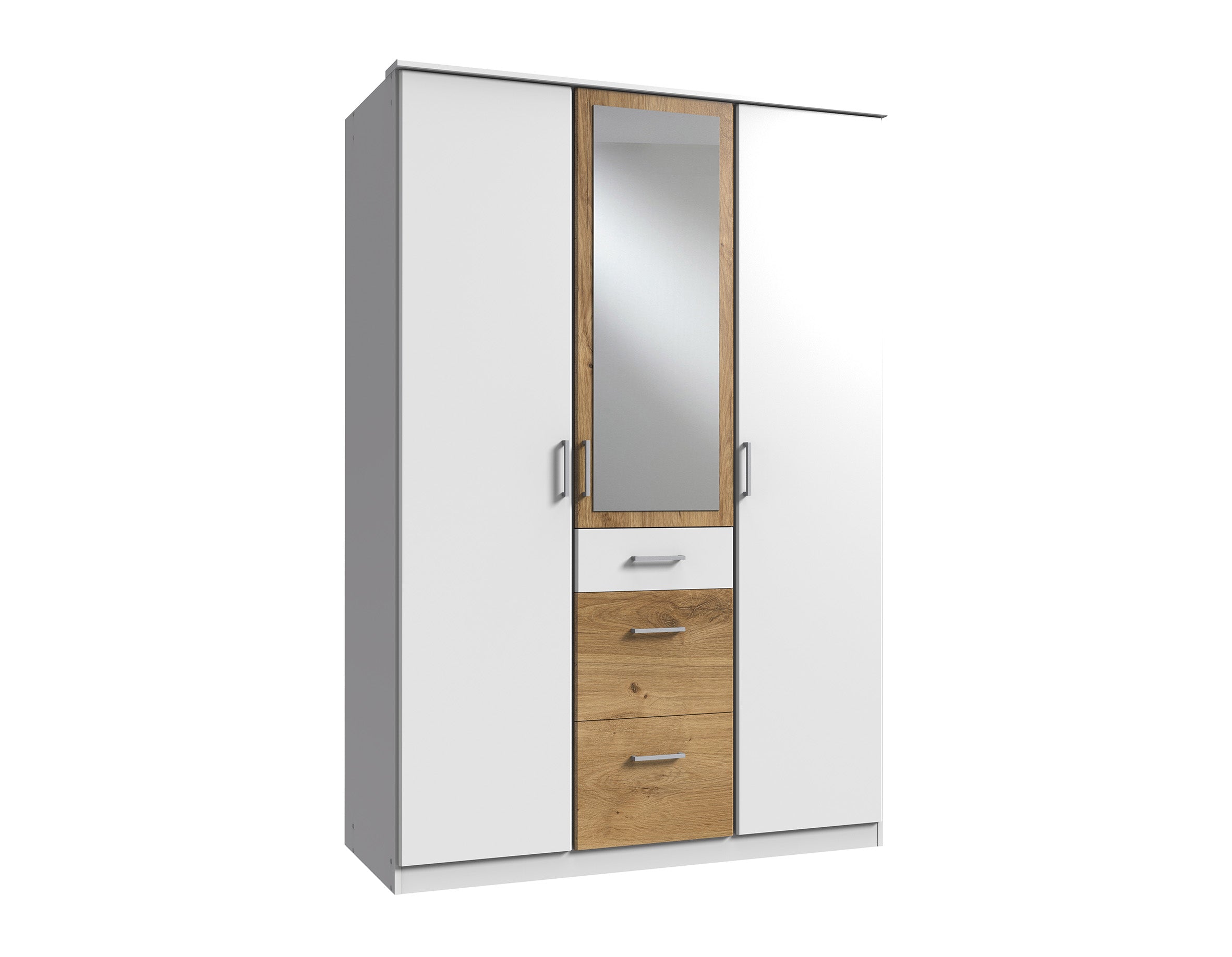 Wimex - Armoire Click - 144629 - Blanc/Chêne - 135x199x58cm