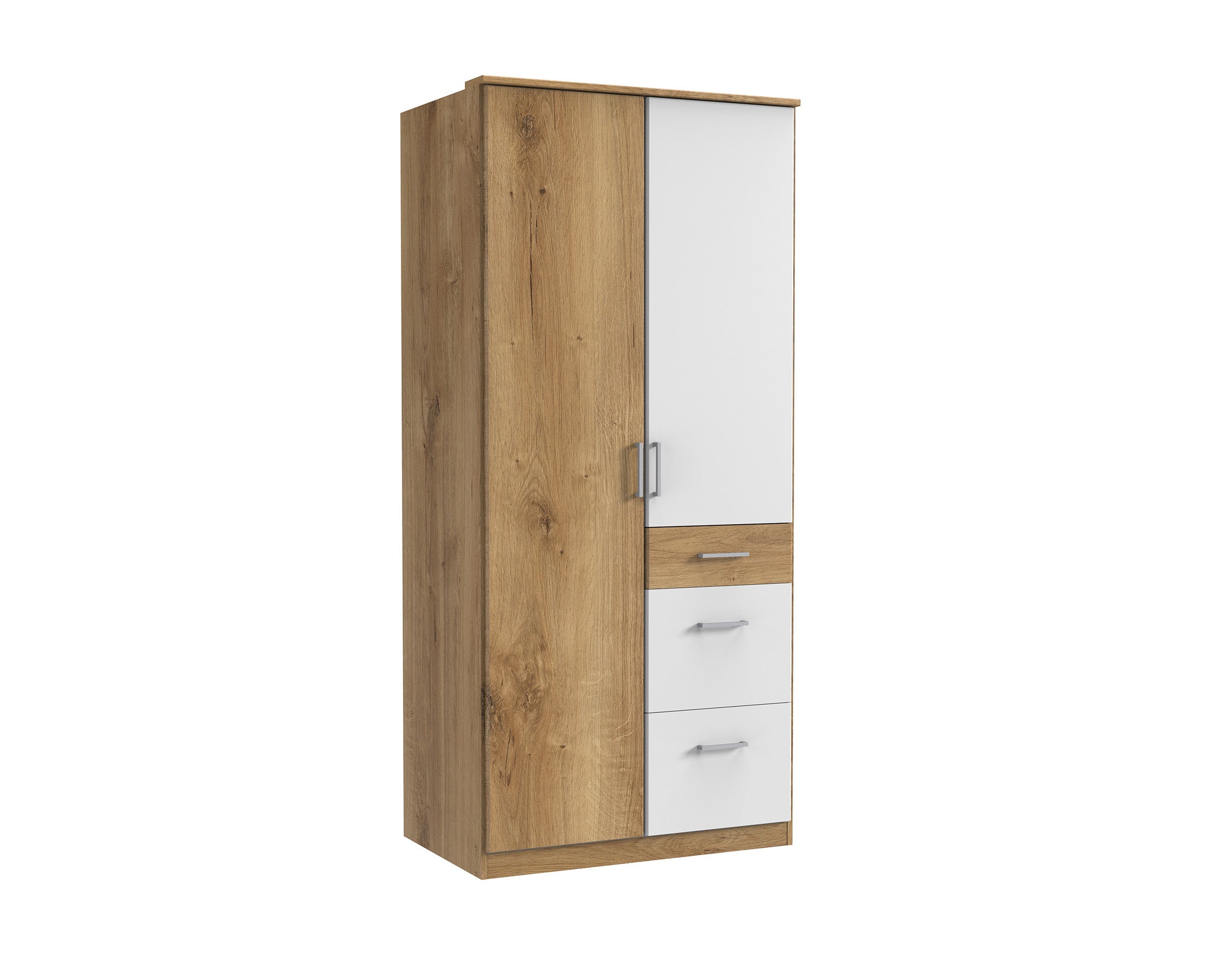 Wimex - Armoire Click - 146624 - Étagères Chêne/Blanc - 91x199x58cm
