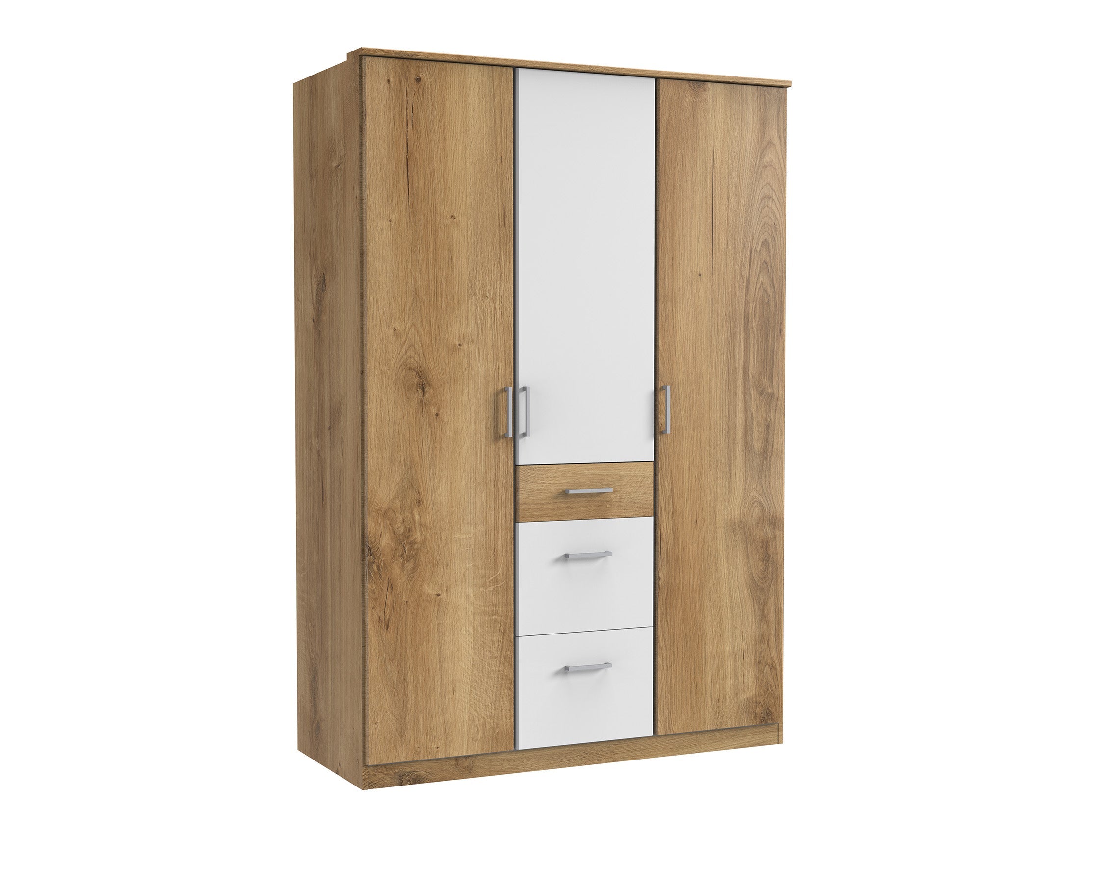 Wimex - Armoire Click - 146625 - Chêne/Planches blanches - 135x199x58cm