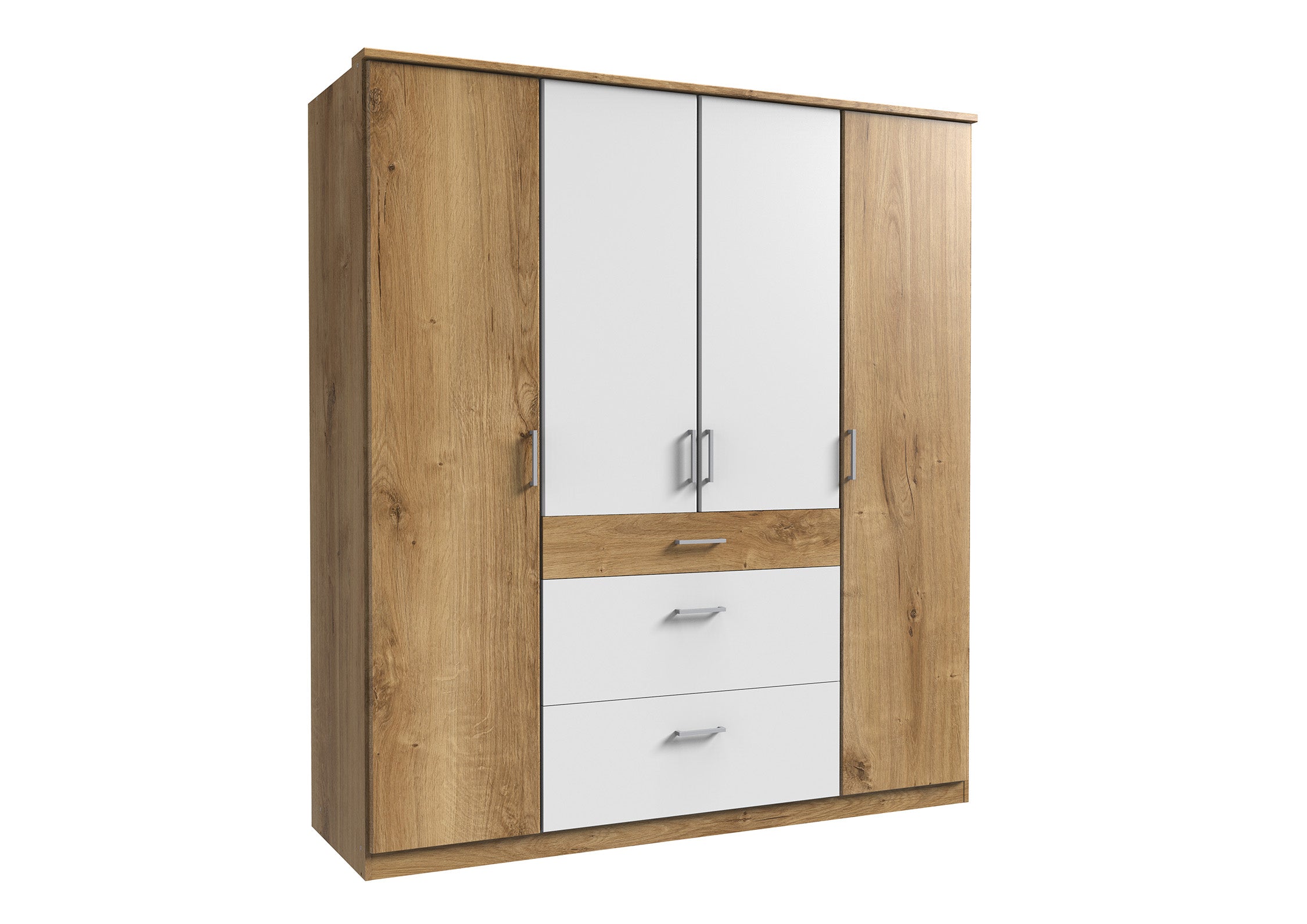 Wimex - Armoire Click - 146626 - Planches Chêne/Blanc - 179x199x58cm