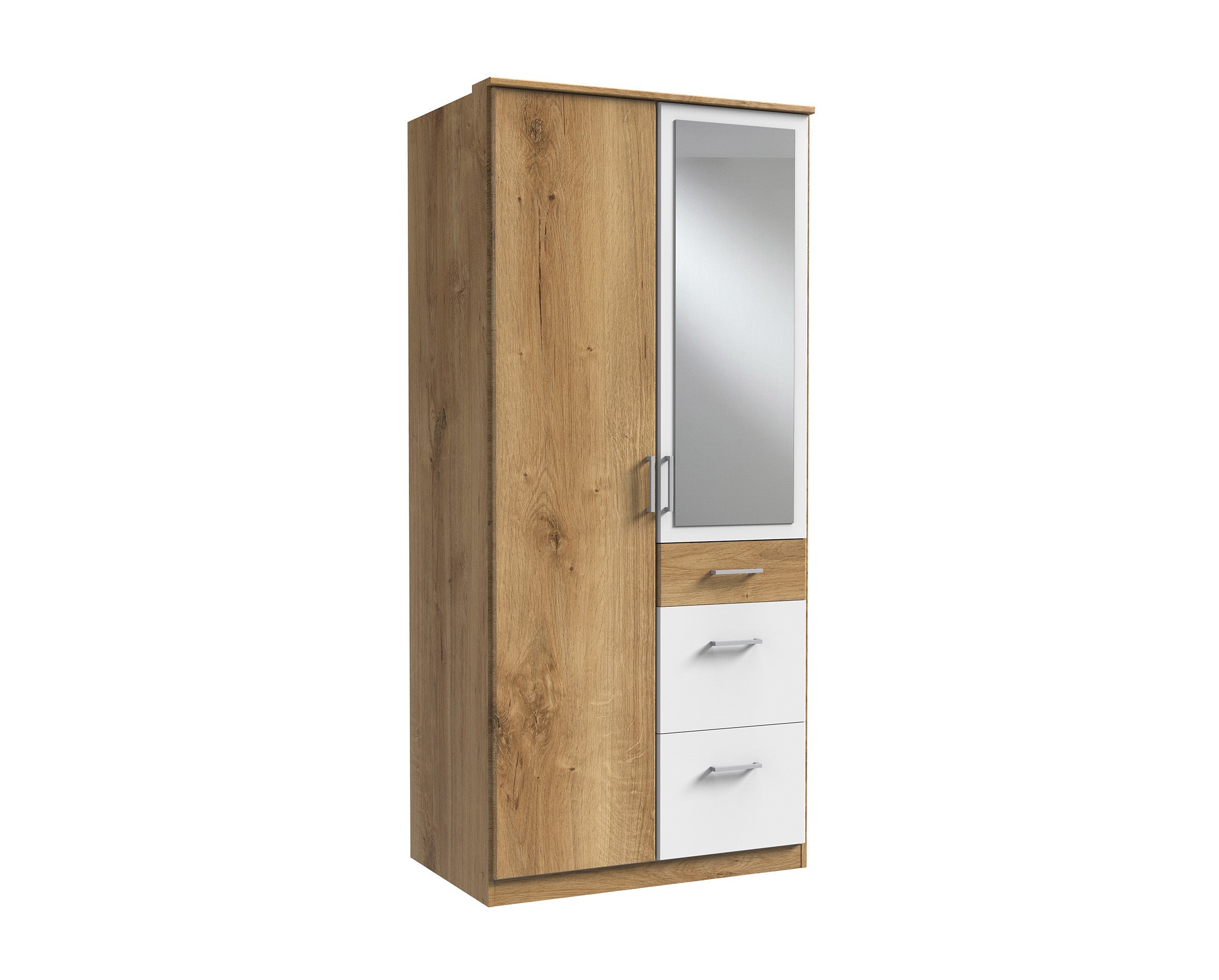 Wimex - Armoire Click - 146628 - Chêne/Planches blanches - 91x199x58cm