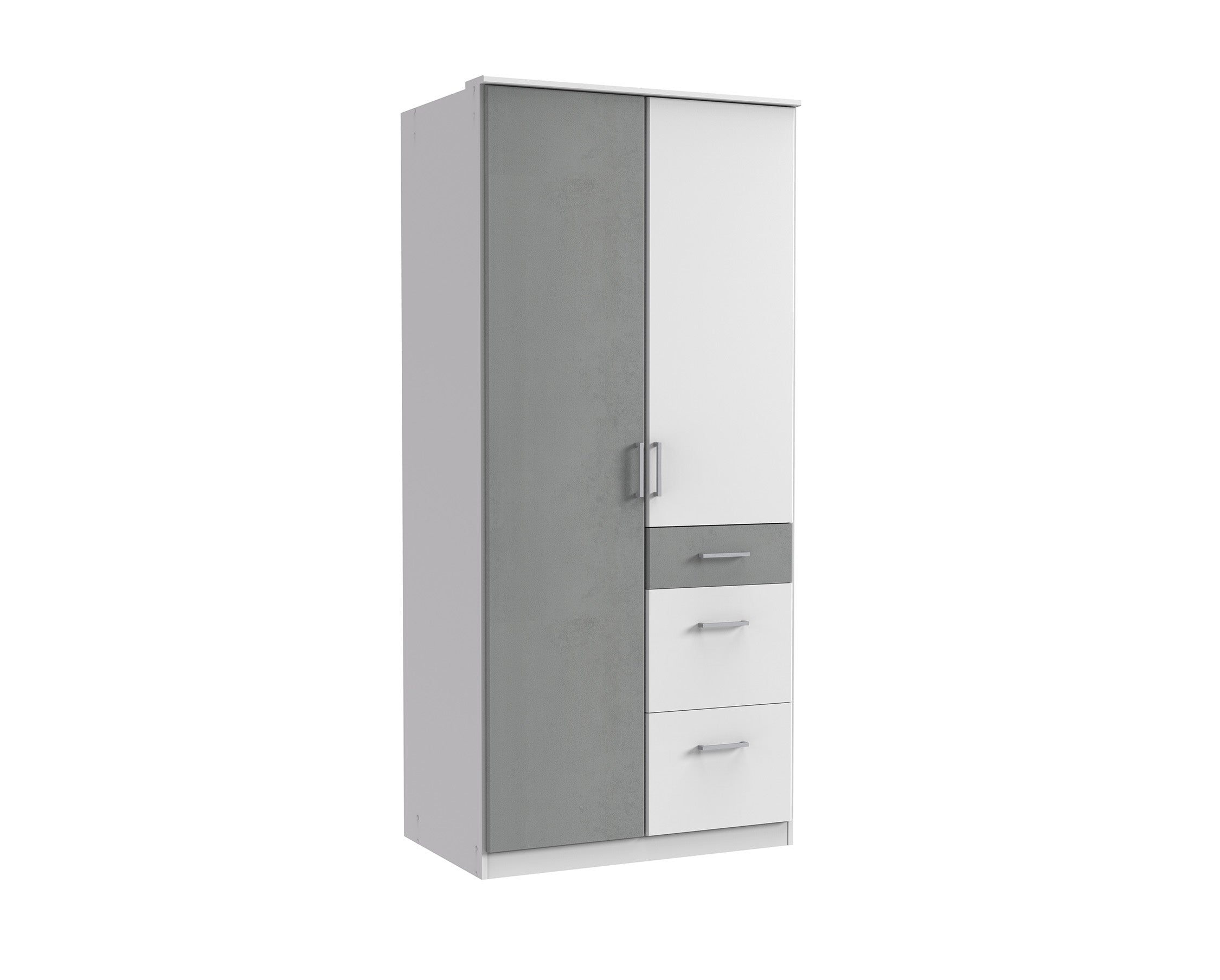 Wimex - Kleerkast Click - 154624 - Wit/Beton - 91x199x58cm