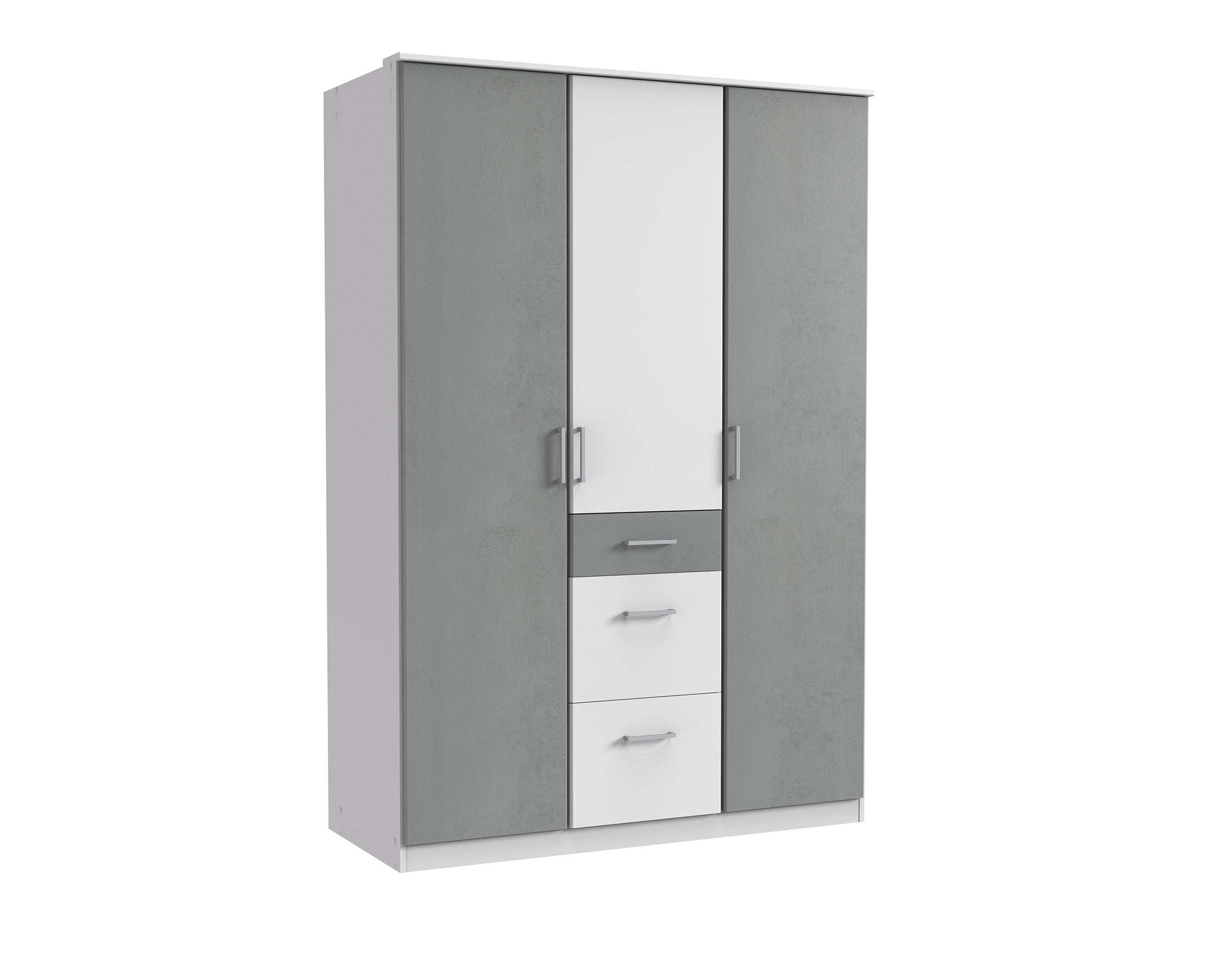 Wimex - Kleerkast Click - 154625 - Wit/Beton - 135x199x58cm