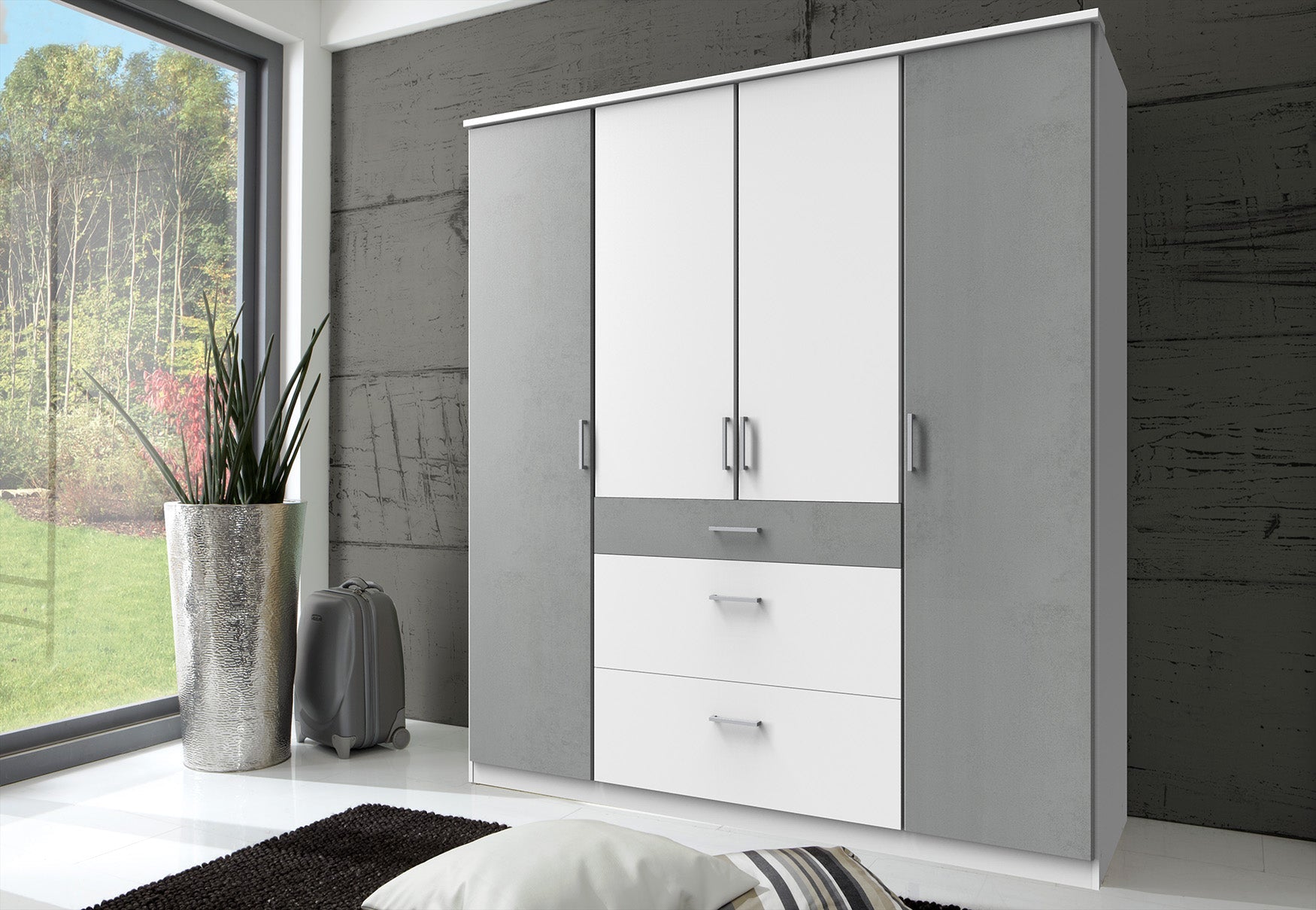 Wimex - Kleerkast Click - 154626 - Wit/Beton - 179x199x58cm