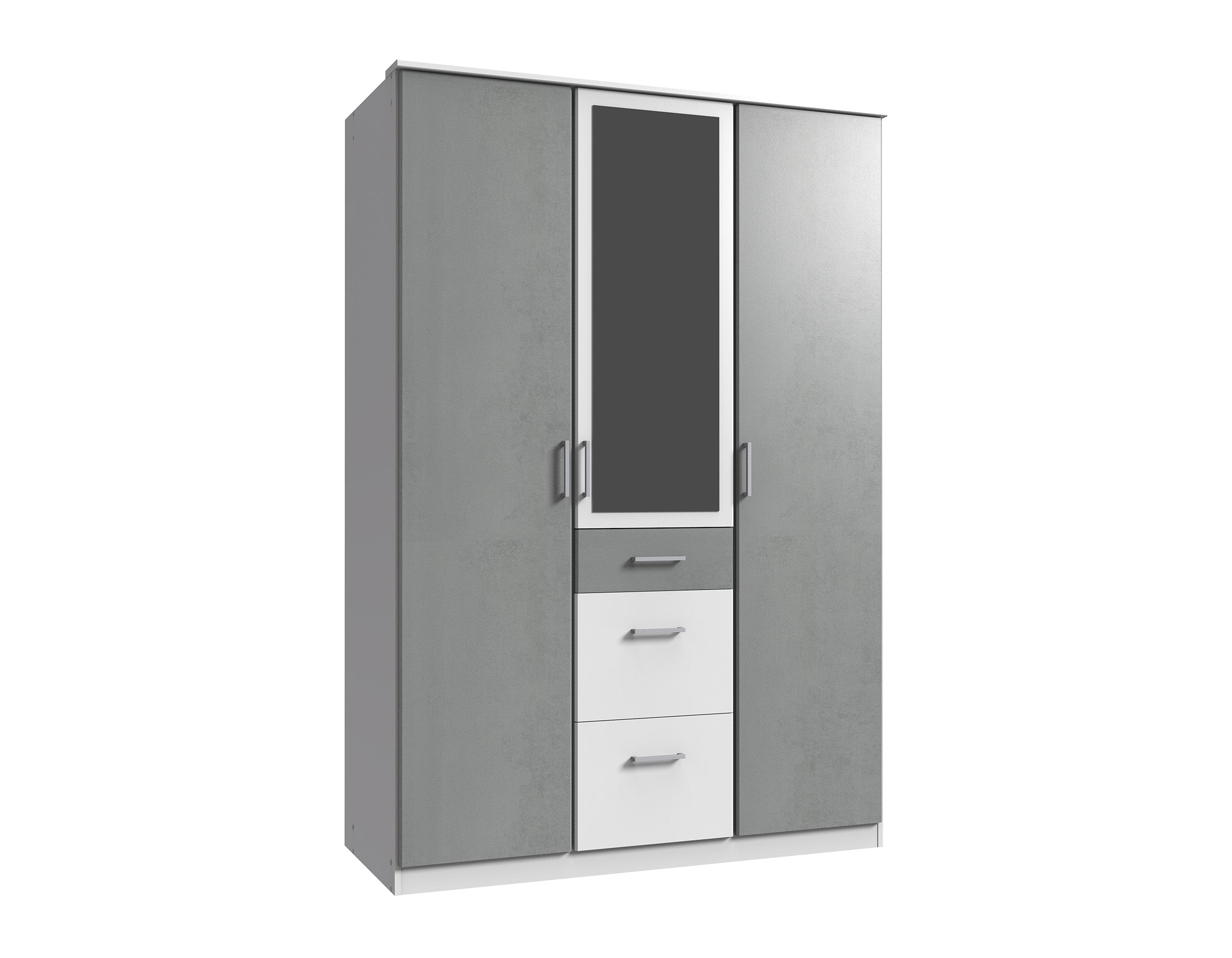 Wimex - Kleerkast Click - 154629 - Wit/Beton - 135x199x58cm