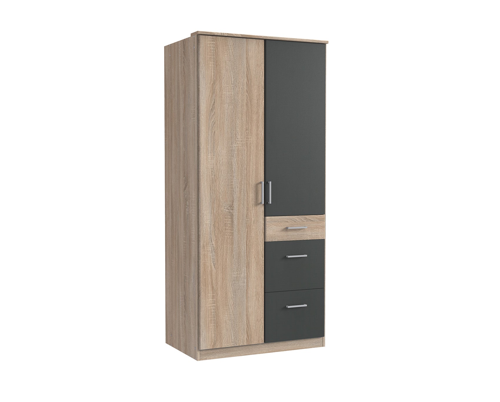 Wimex - Kleerkast Click - 161624 - Ruwe Eik/Grafiet Eik - 91x199x58cm