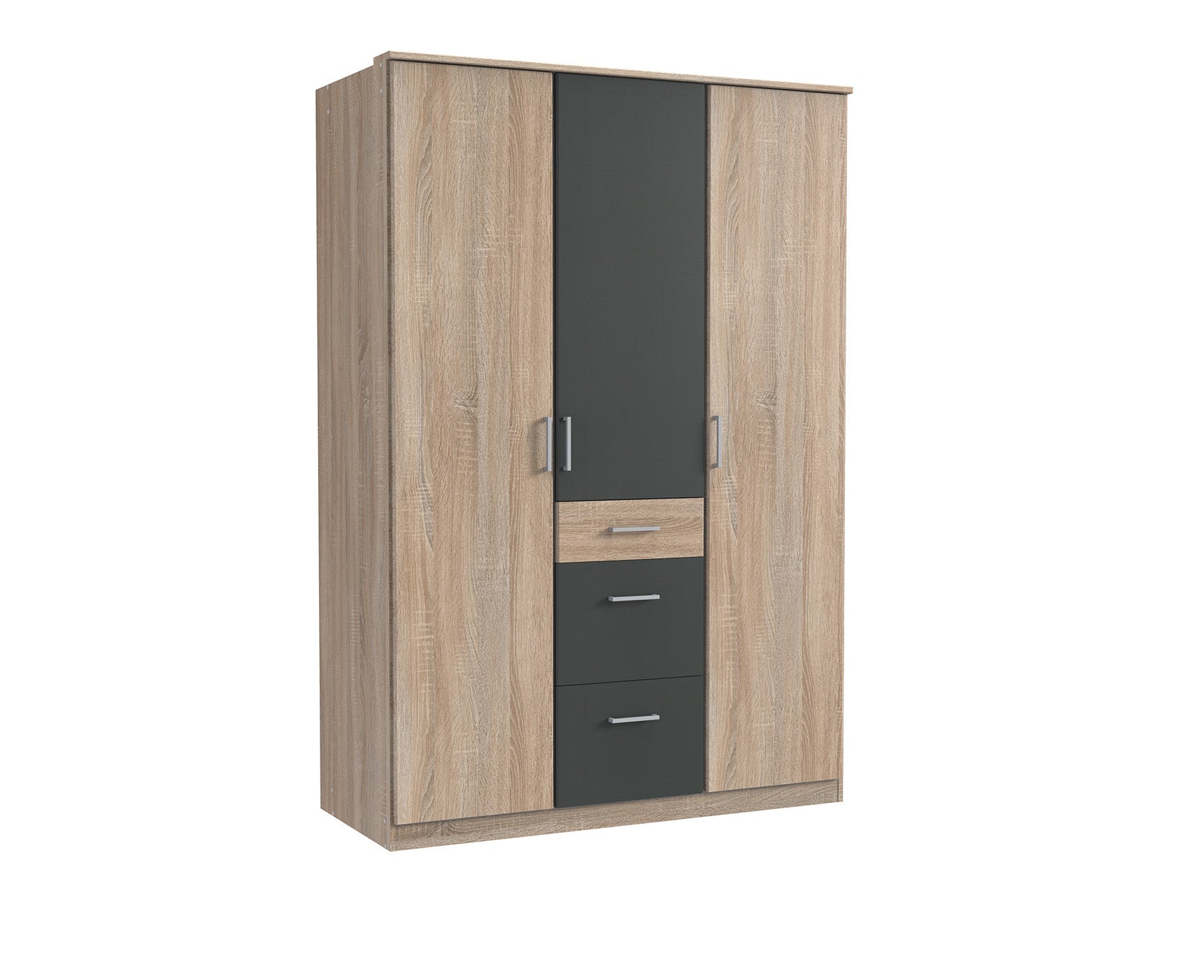 Wimex - Kleerkast Click - 161625 - Ruwe Eik/Grafiet Eik - 135x199x58cm