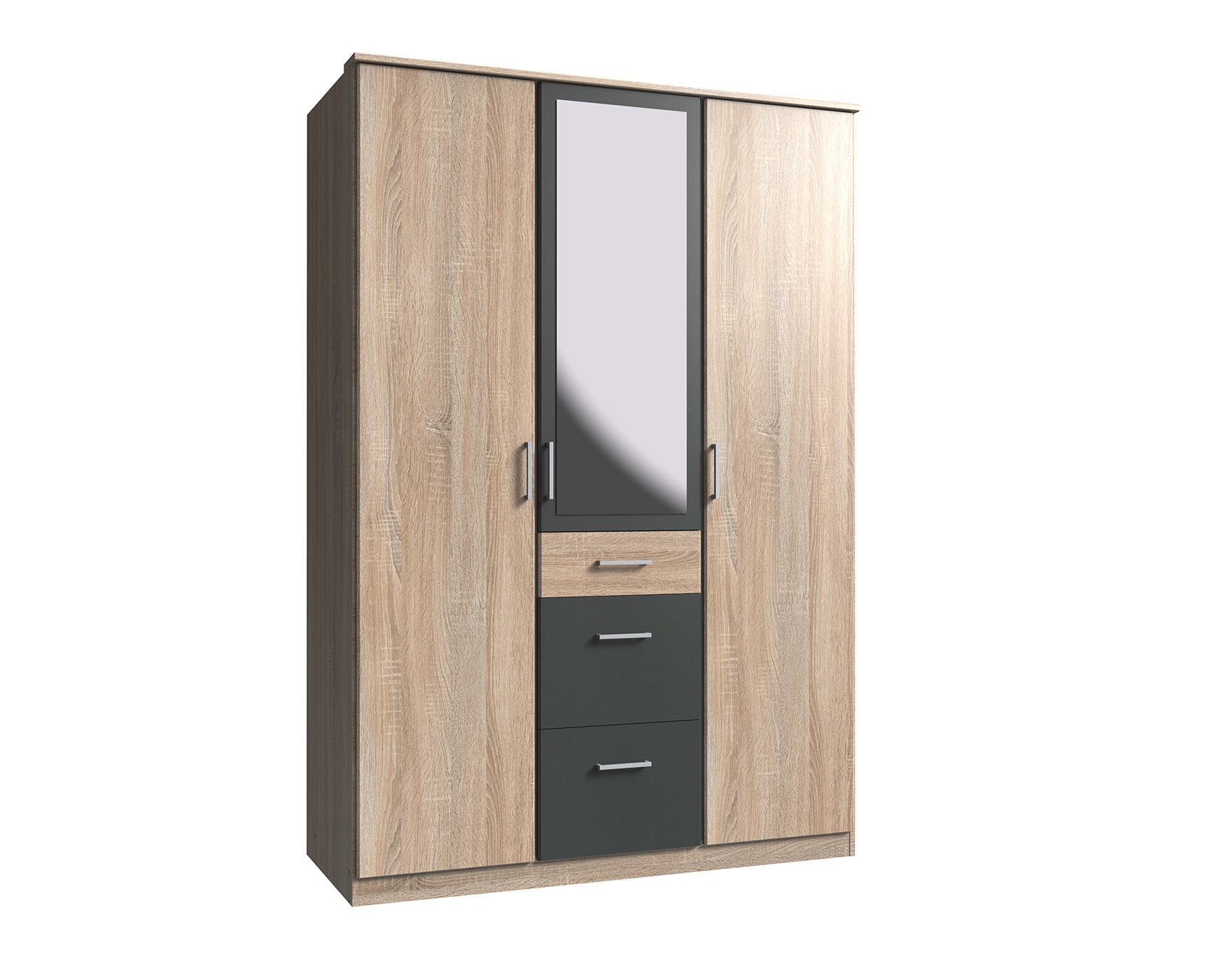 Wimex - Kleerkast Click - 161629 - Ruwe Eik/Grafiet Eik - 135x199x58cm