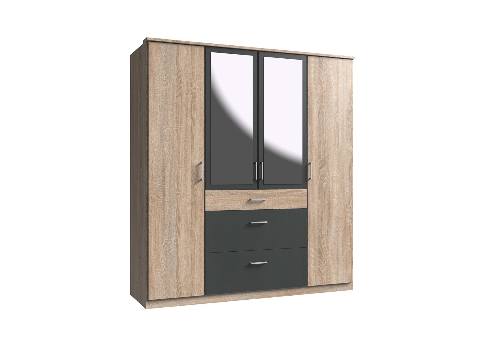 Wimex - Kleerkast Click - 161630 - Ruwe Eik/Grafiet Eik - 179x199x58cm