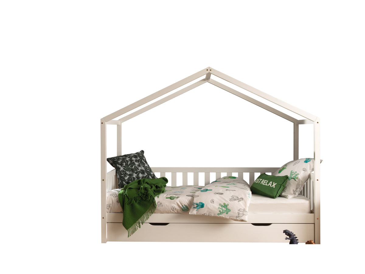 Wit DALLAS-bed (90x200) met bijbehorend rolbed.