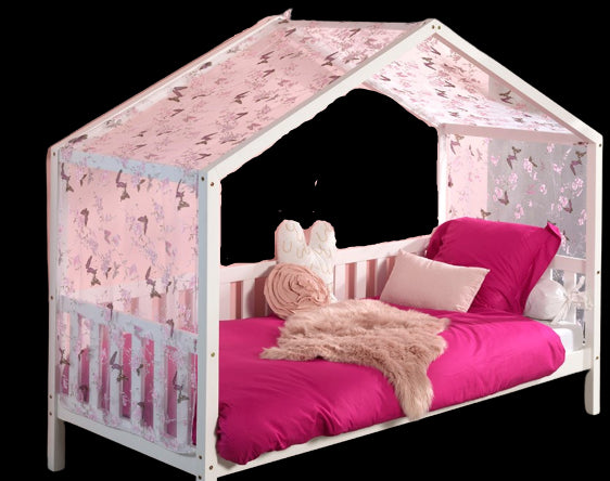 Wit DALLAS-bed (90x200) en bijbehorende textielset.