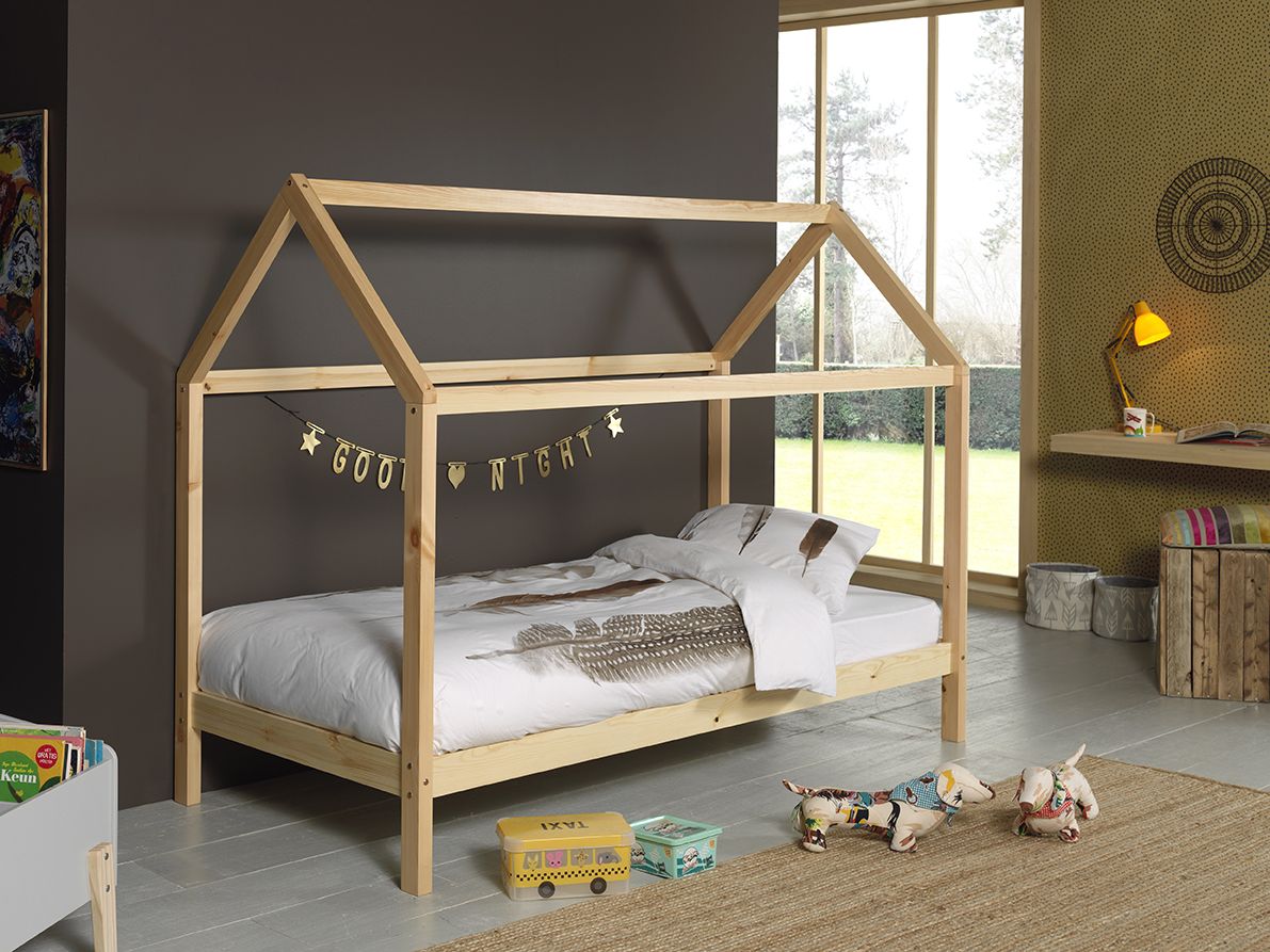 Vipack - Huisbed DALLAS - Laag - Naturel - 90x200 cm