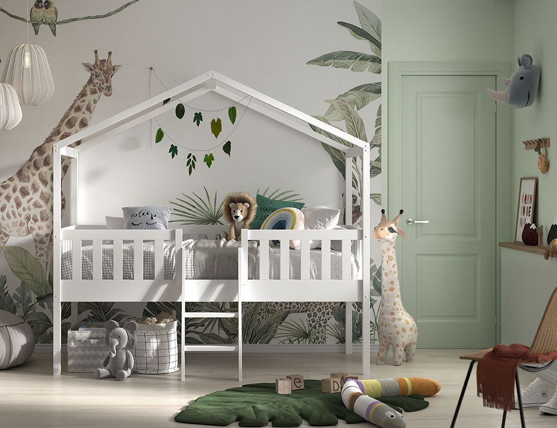 Vipack - Verhoogd huisbed DALLAS - Wit - 90x200 cm