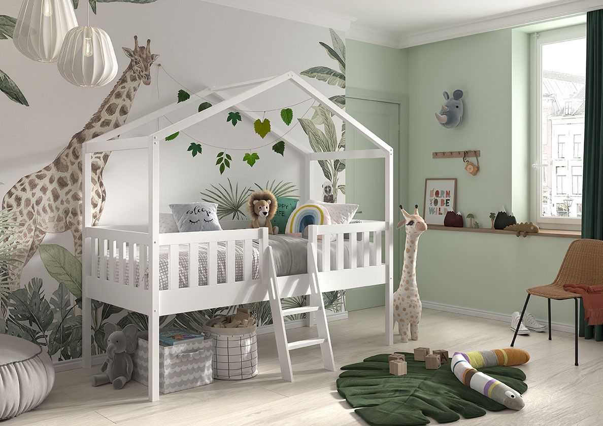 Vipack - Verhoogd huisbed DALLAS - Wit - 90x200 cm