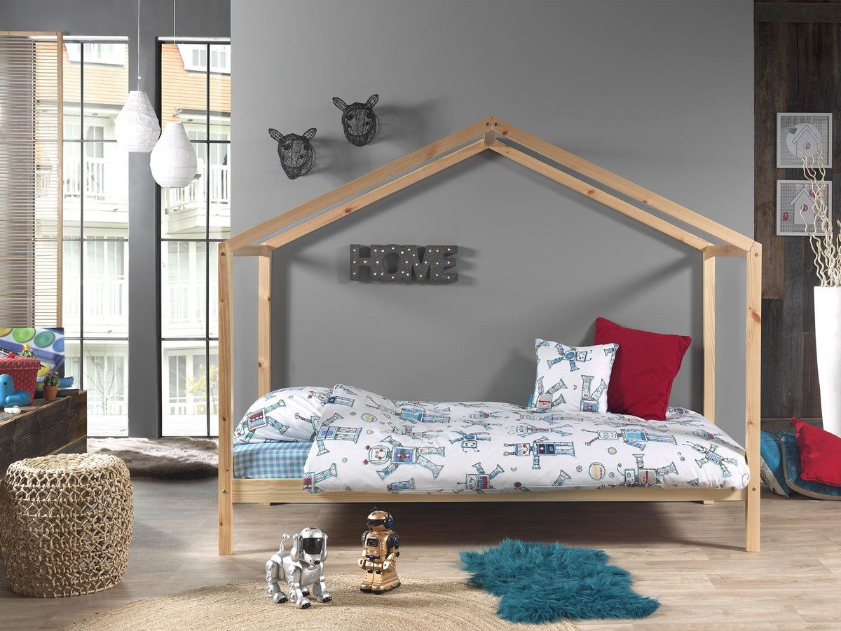 Vipack - Lit cabane DALLAS - Naturel - 90x200 cm