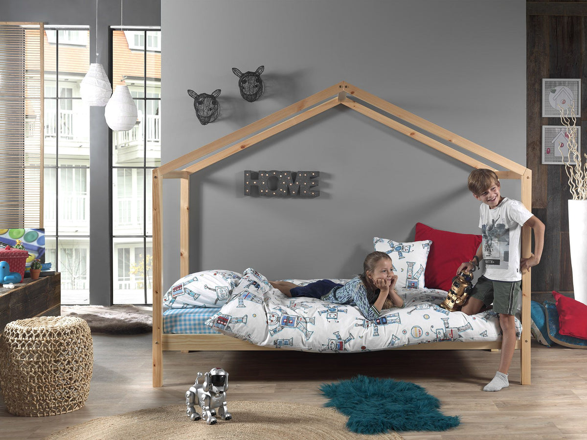 Vipack - Lit cabane DALLAS - Naturel - 90x200 cm