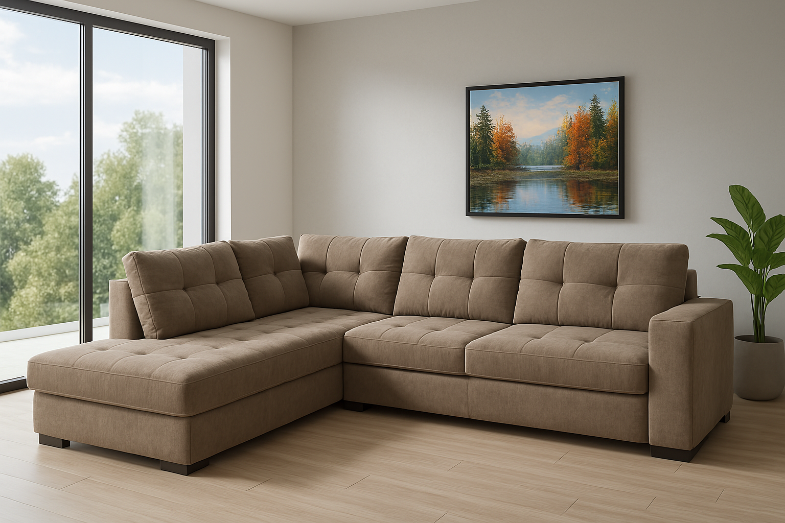 2BM - Salon d'angle Marseille - Gauche - Tissu - Gris - 220x85x270cm