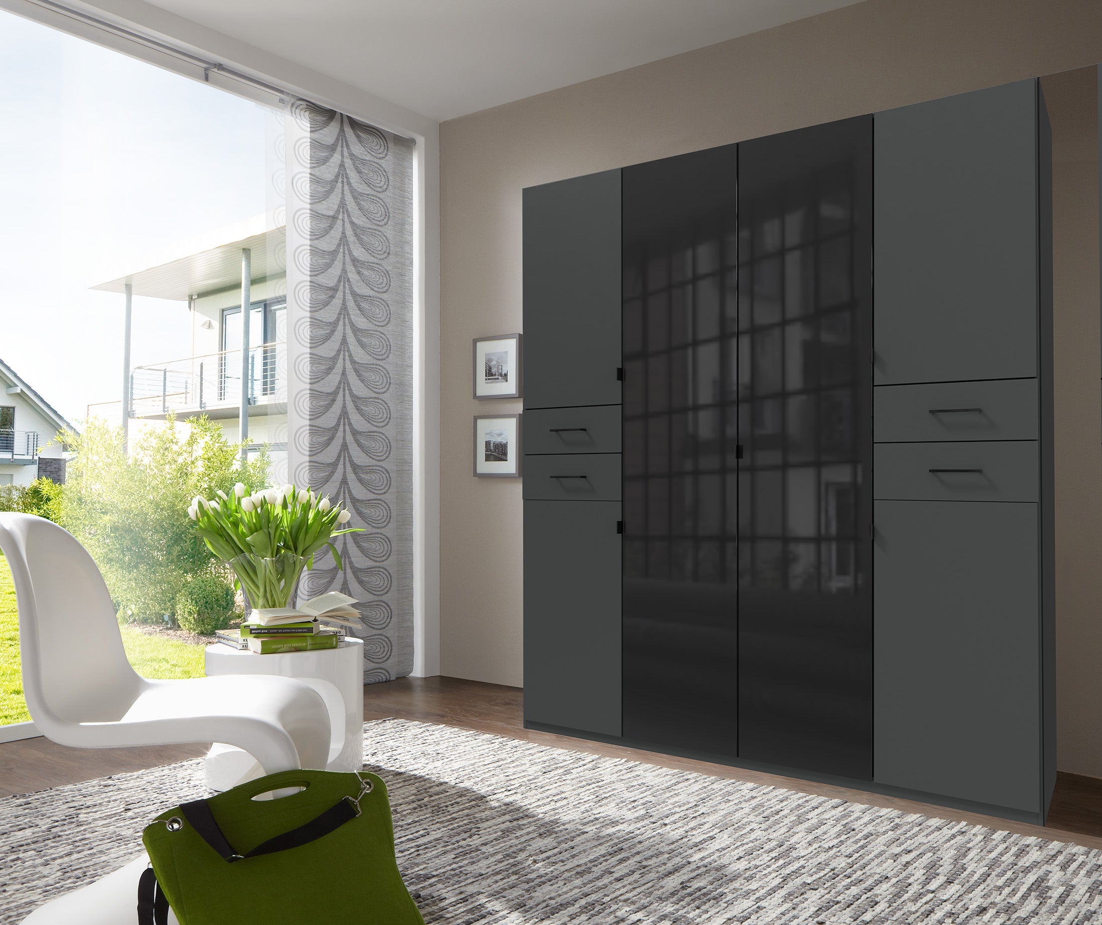 Wimex - Kleerkast Danzig - D25654 - Grafiet/Zwart - 180x208x58cm