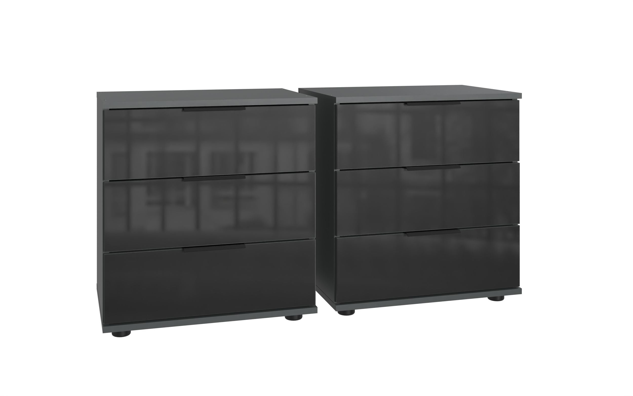 Wimex - Set van 2 nachtkastjes (hoog) Danzig - D25718 - Grafiet/Zwart - 52x58x38cm