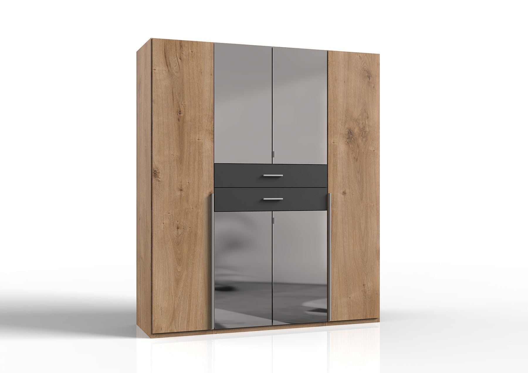 Wimex - Kleerkast Denver - E64729 - Planken Eik/Grafiet - 180x208x58cm