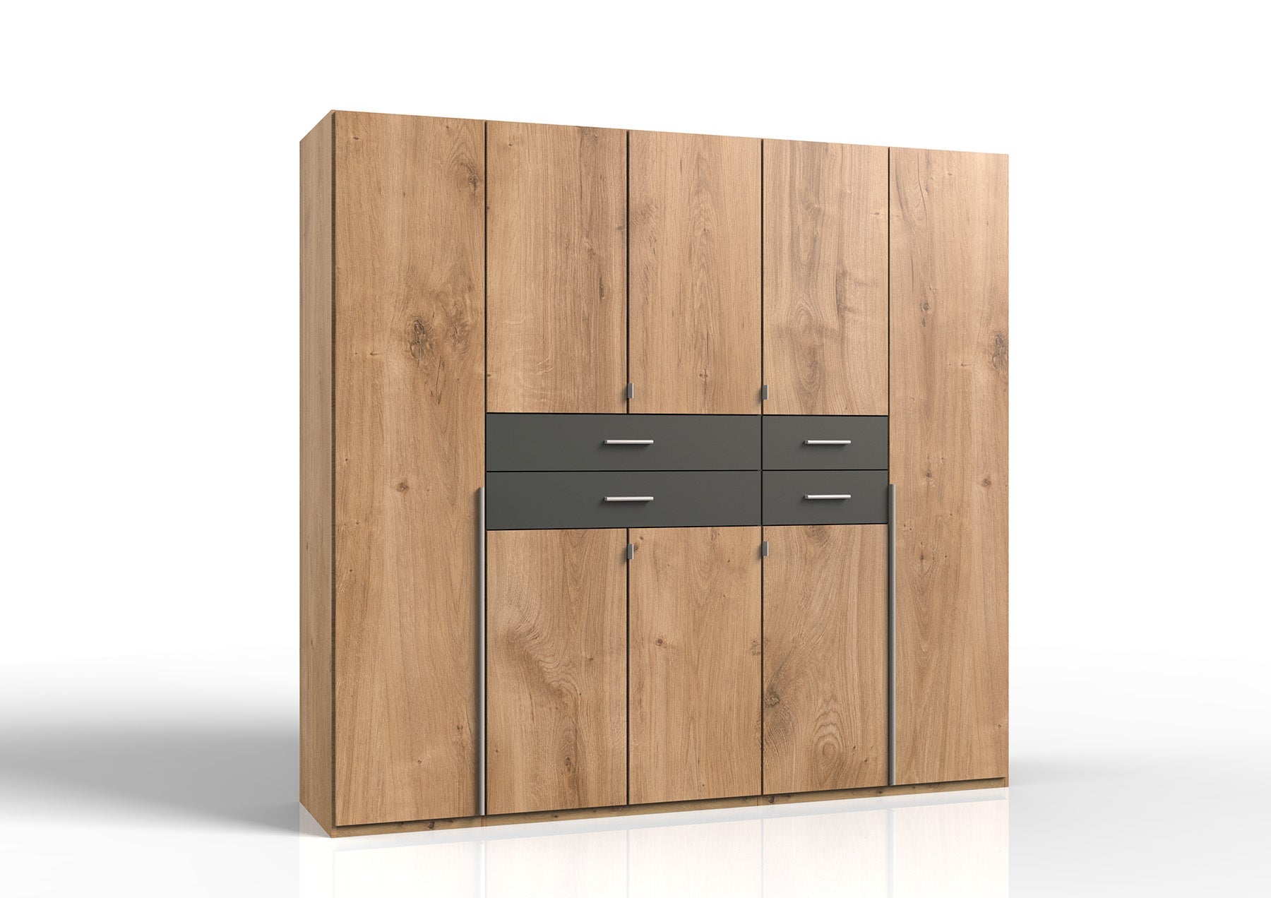 Wimex - Kleerkast Denver - E64730 - Planken Eik/Grafiet - 225x208x58cm
