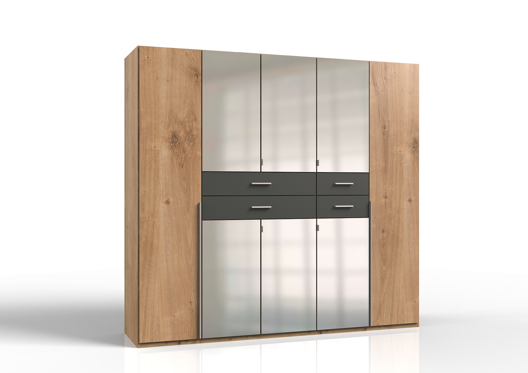 Wimex - Kleerkast Denver - E64731 - Planken Eik/Grafiet - 225x208x58cm