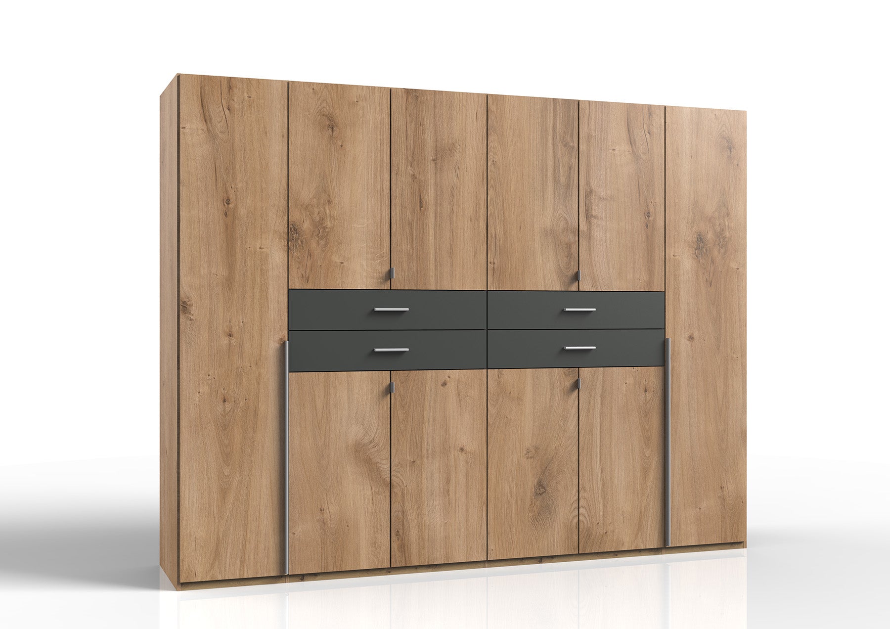 Wimex - Kleerkast Denver - E64732 - Planken Eik/Grafiet - 270x208x58cm
