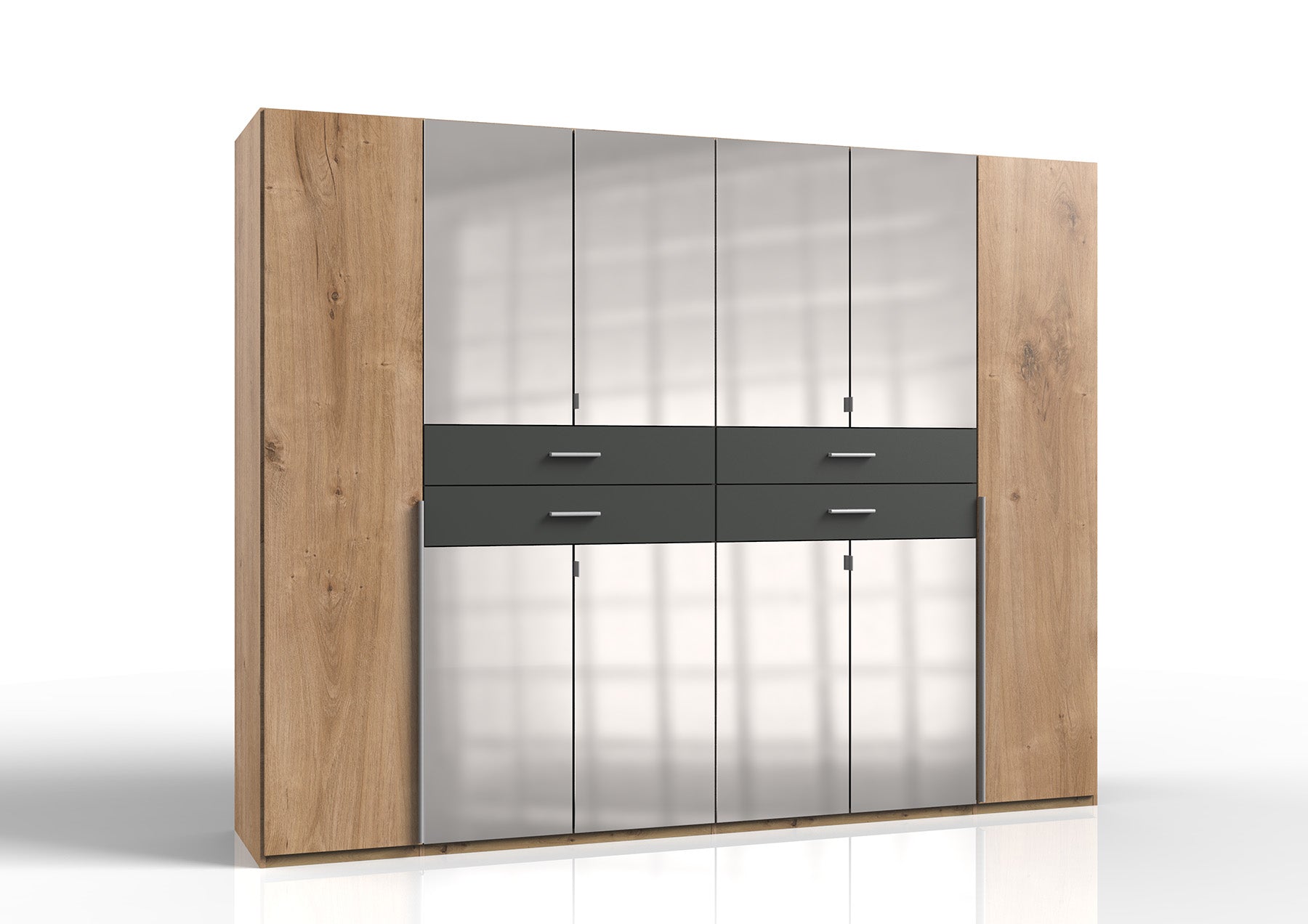 Wimex - Kleerkast Denver - E64733 - Planken Eik/Grafiet - 270x208x58cm